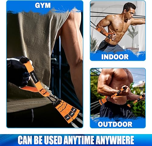 Miniatura 4 de Juego de bandas de resistencia  Bandas de ejercicio pesadas con asas, anclaje de puerta, correas de tobillo  Bandas de fitness para hombres  Juego