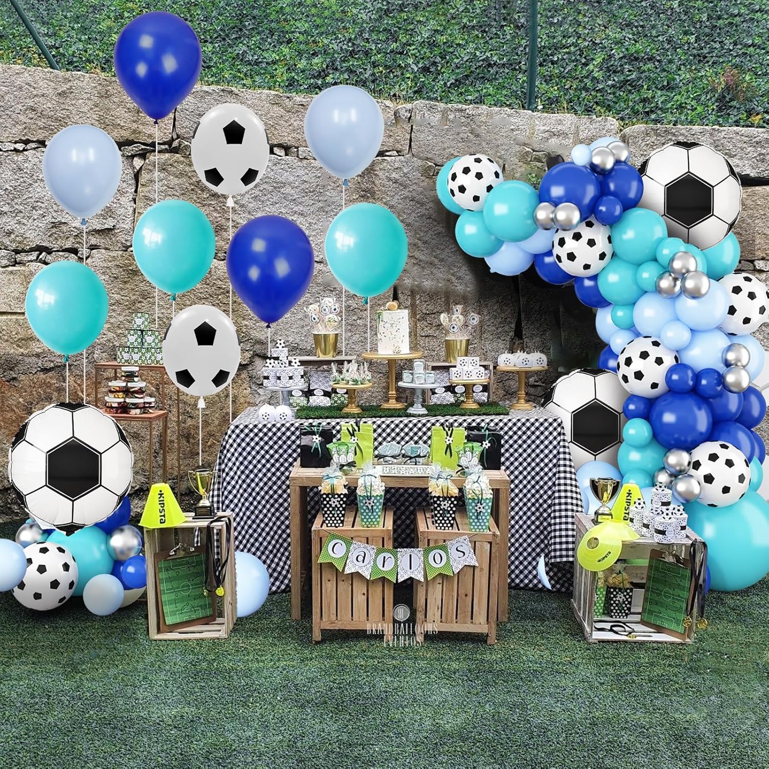 Soccer Balloon Arch Garland Kit, Royal Blue White Teal Blue Balloons Decorations with Soccer Foil Balloons for Men Women Teen Kids Soccer Football Theme Birthday Party Decor Supplies - Image 5