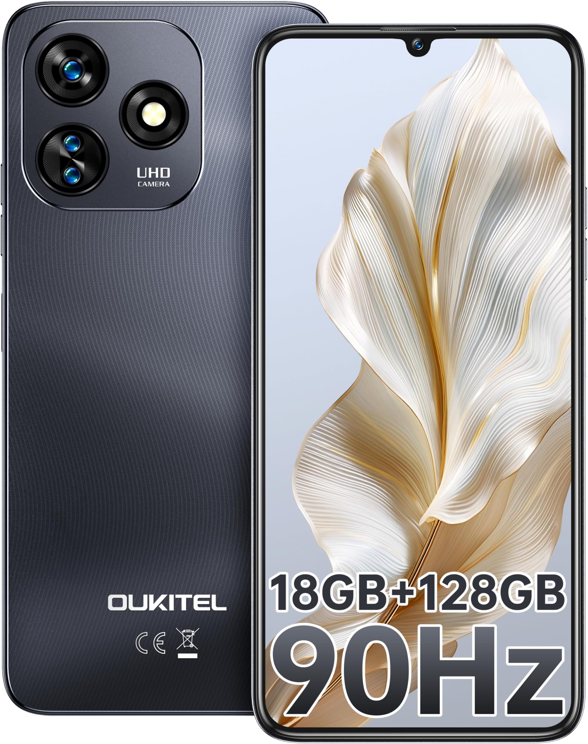 OUKITEL C51 Android 14 Sim-free Smartphone Unit, 18 GB RAM + 128 GB ROM / 1TB Expansion, 6.8 Inch Large Screen, Smartphone, 90 HZ Refresh Rate, 5150 mAh, Large Capacity Battery, 13 MP+5 MP Camera,