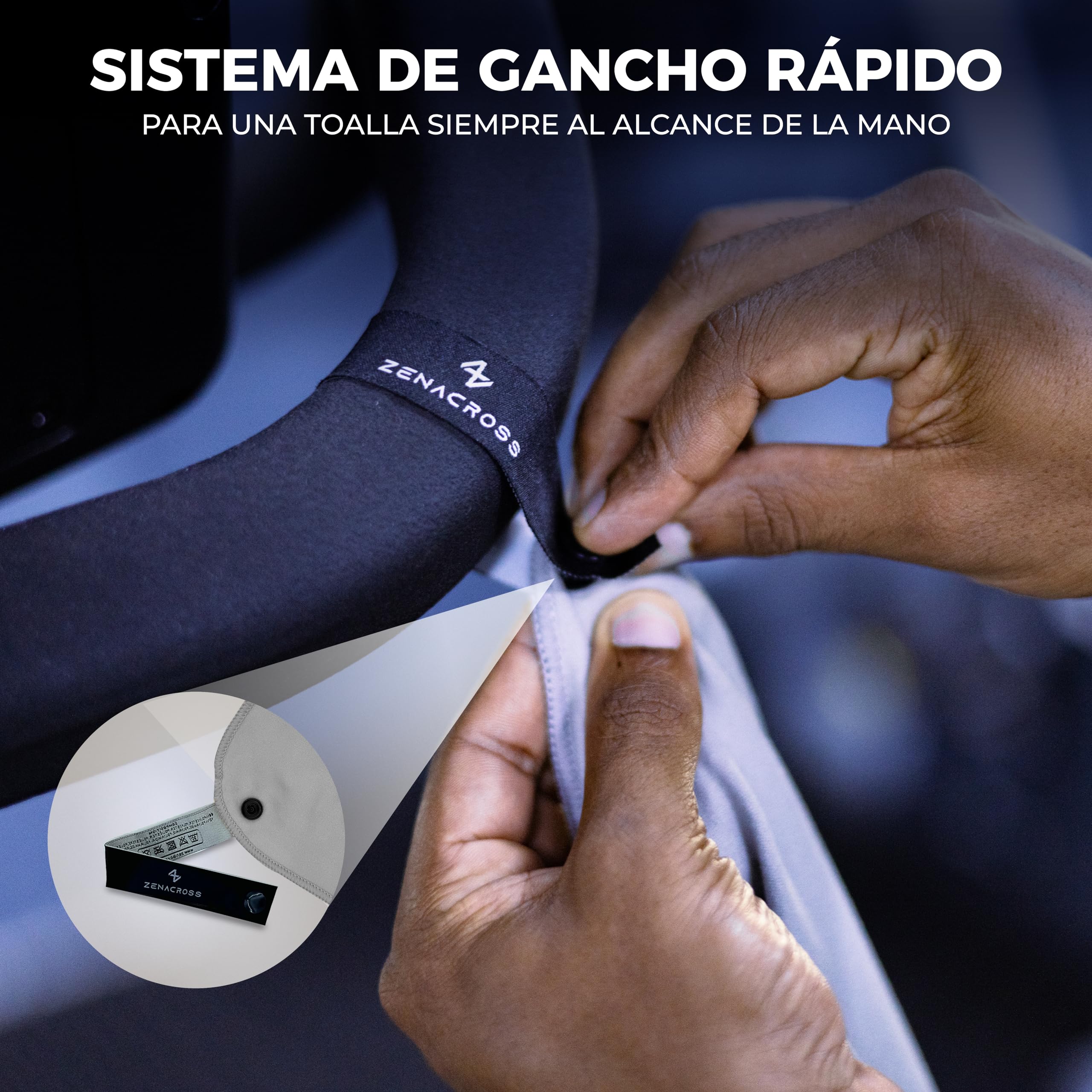 ZENACROSS Toalla Gimnasio 50x100cm con Bolsa de Transporte - Toalla Microfibra de Secado Rápido y Versátil - Toallas Gimnasio Talla M - Azul Oscuro — view 4