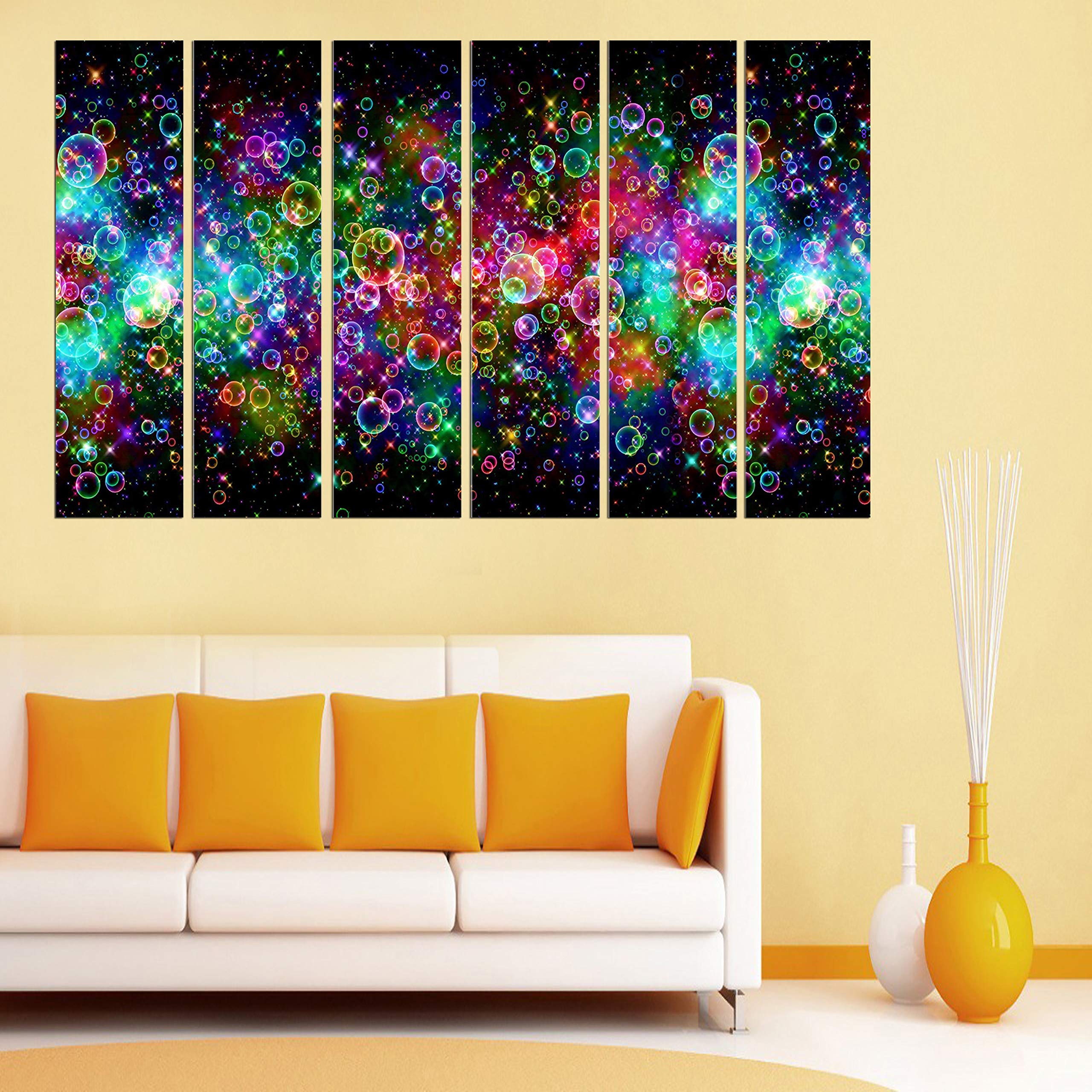 PARI ARTS Beautiful 6 Pieces Coloured Bubble Abstract Wall Painting - (50inch x 30inch) pdd080