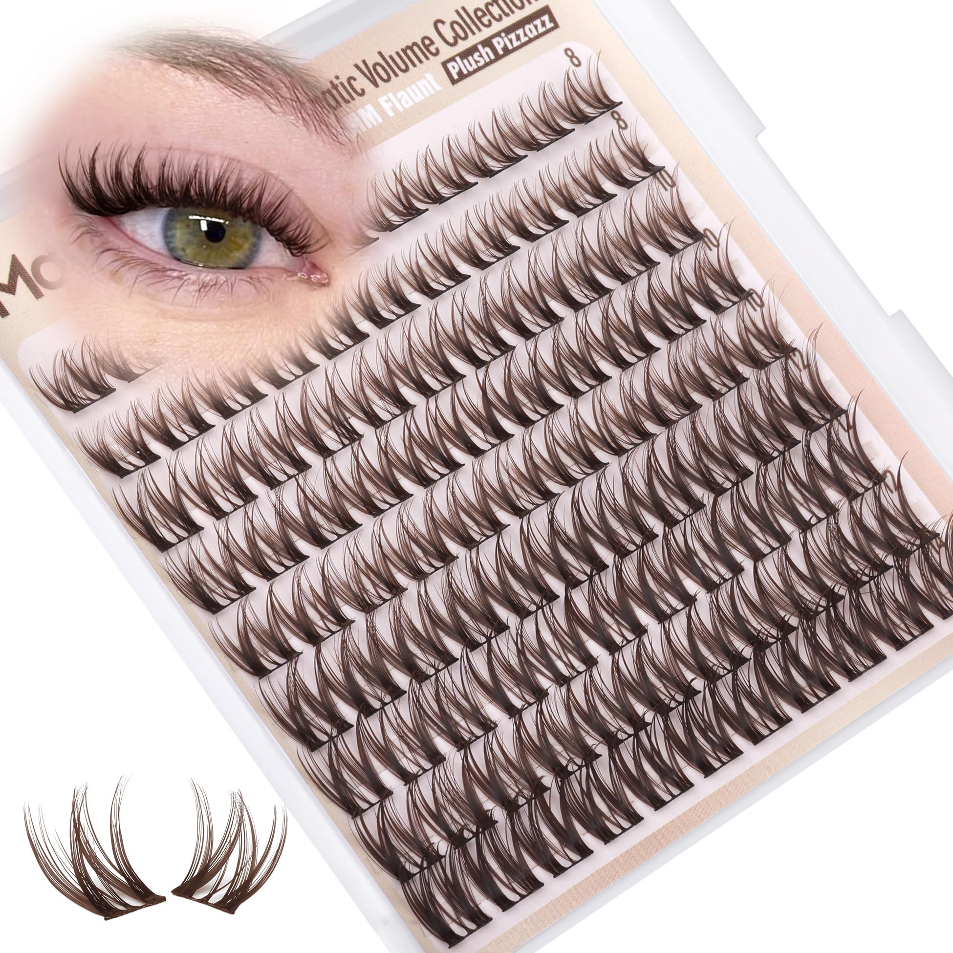 Photo 1 of **MISSING SOME CLUSTERS*** Flaunt Lash Clusters Brown Eyelash Clusters 8-14MM Short Wispy Clutser Eyelash Extensions Natural Individual Lashes Extensions CC Curve Lashes Clusters Dark Brown Cluster Lashes 99 Pcs DIY Lash Pack