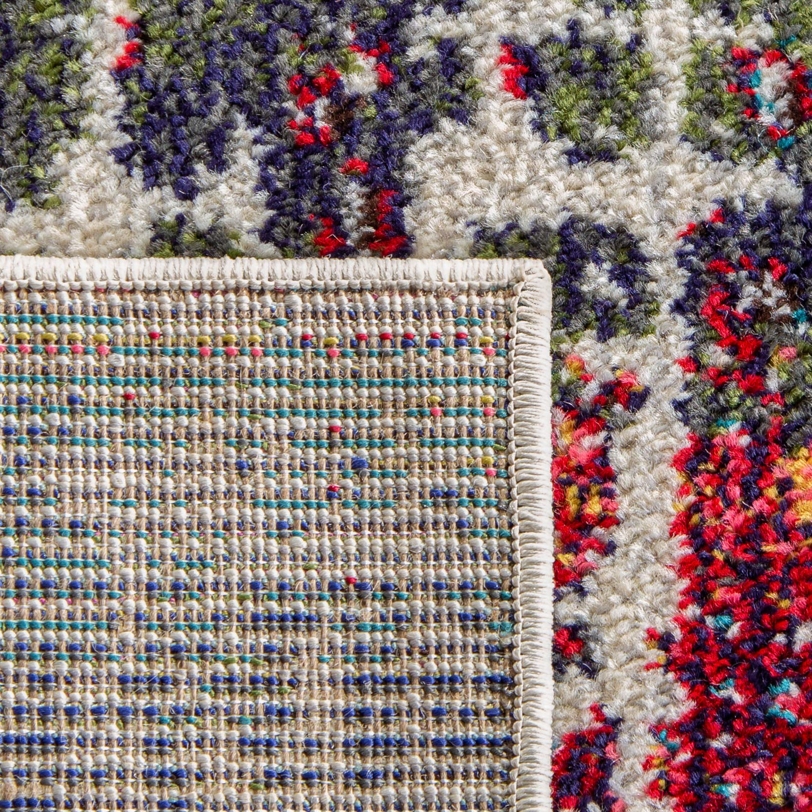 SAFAVIEH Tapis Contemporain pour Salon, Salle à Manger, Chambre à Coucher - Madison Collection, Tapis à Poil Court, Bleu et Vert, 122 X 183 cm