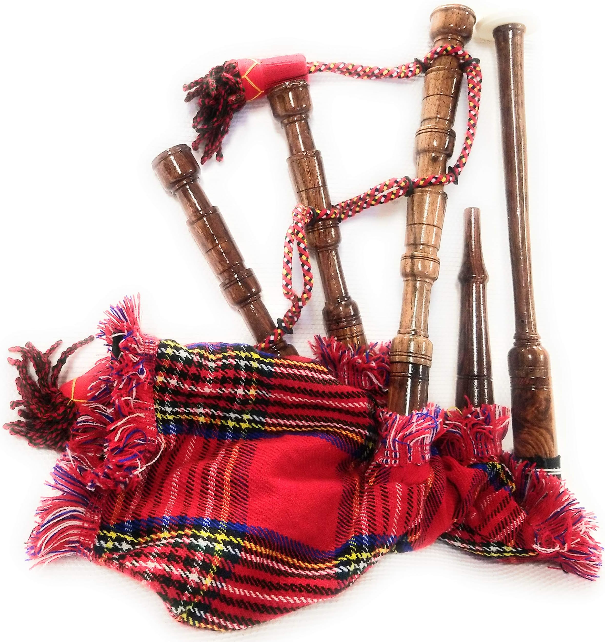 Mini bagpipe Rosewood irish Royal Stewart cover & cord Starter playable for beginner