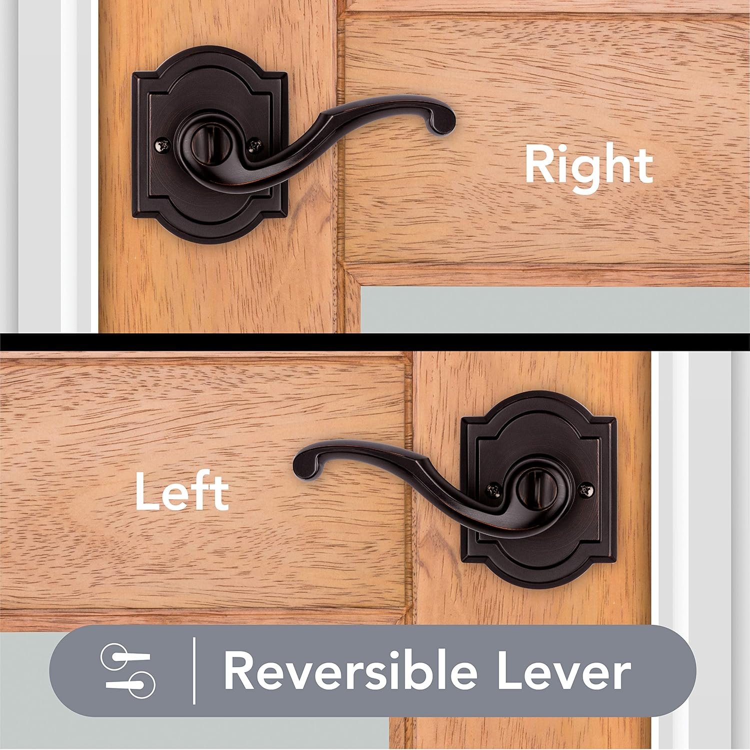 Baldwin Madrina, Entry Door Handle Reversible Lever with Keyed Lock Featuring SmartKey Re-key Technology, in Venetian Bronze