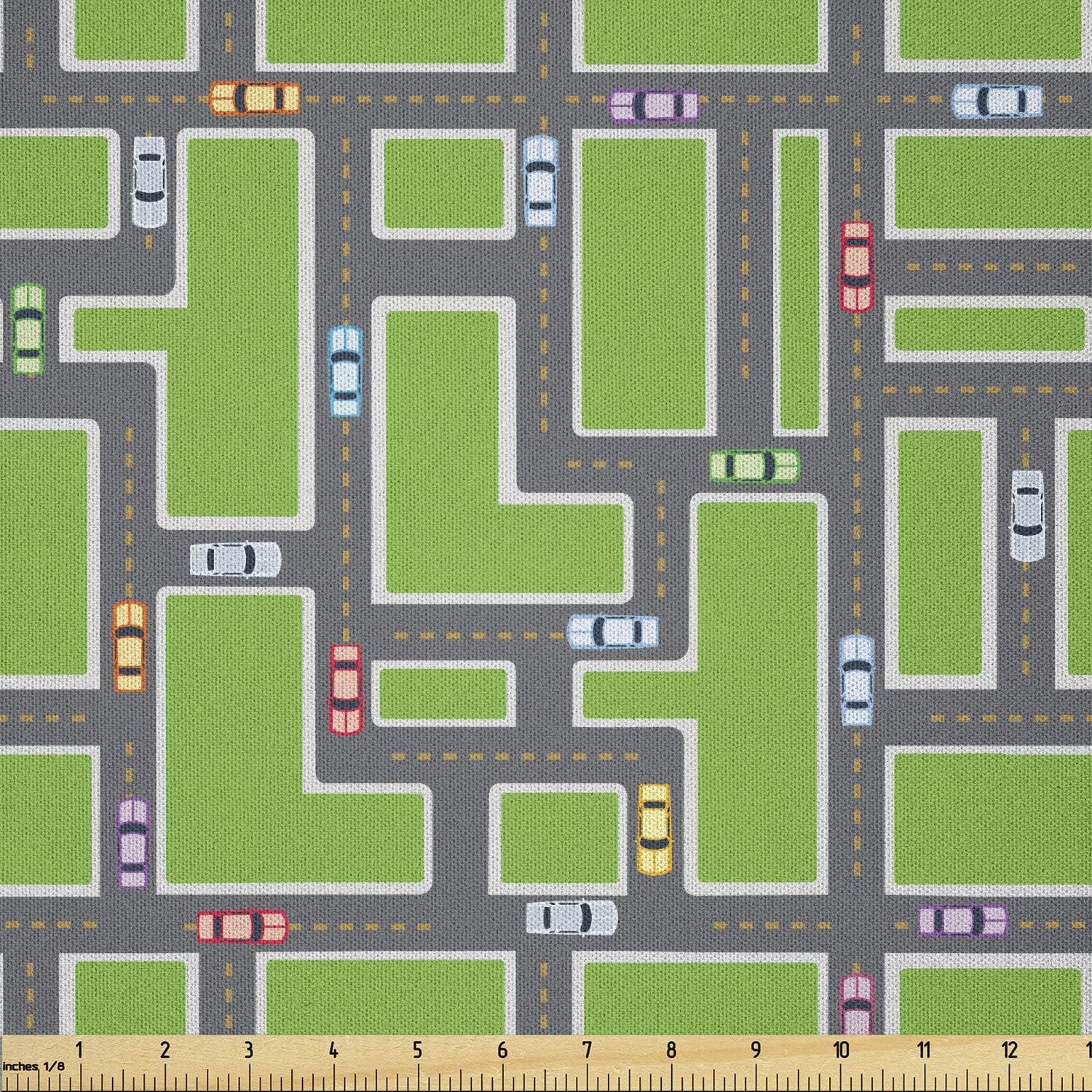 Ambesonne Cartoon Fabric by The Yard, Celestial Melody Vibes Wingy Little Ones with Harps Flowers Clouds Print, Microfiber Fabric for Arts and Crafts Textiles & Decor, 5 Yards, Yellow Seafoam