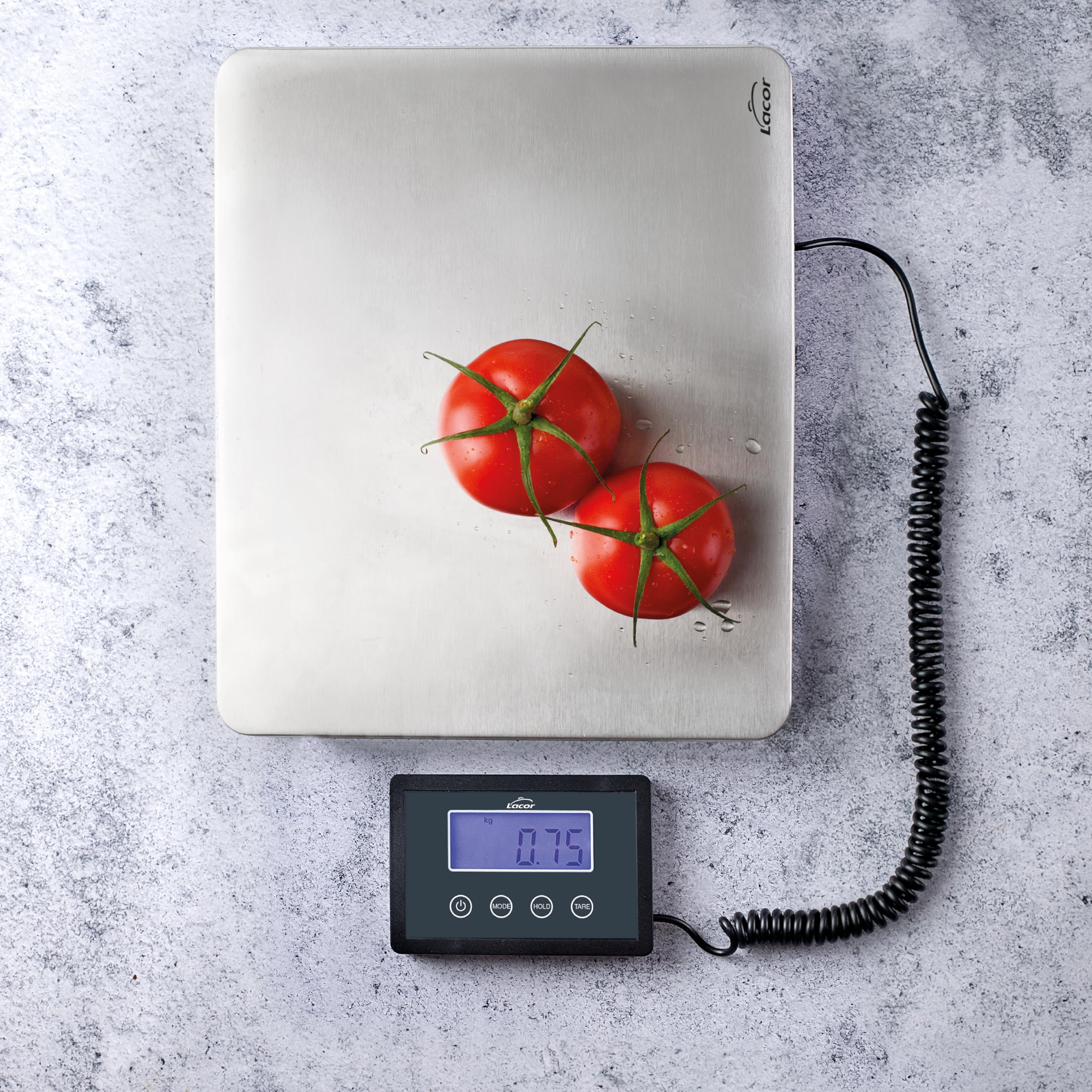 Lacor 61724 - Báscula Cocina, Peso de Cocina, Plataforma Báscula Portátil | En acero inoxidable, para un uso práctico y profesional en cocina; ideal para cocina profesional y uso diario en casa