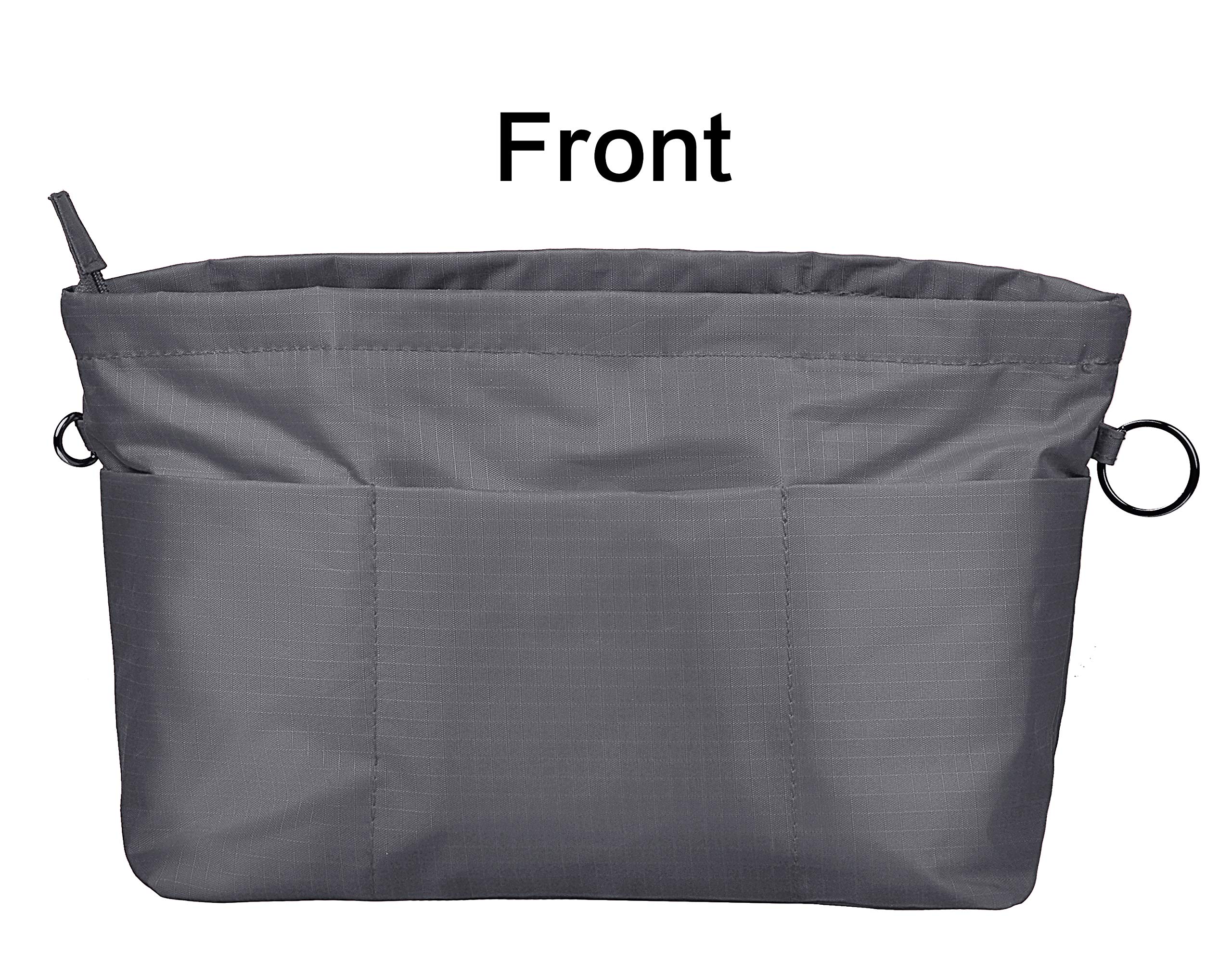 Vercord Bolso Bolso Bolso Tote Pocketbook Organizador Insertar Cierre De Cremallera 11 Bolsillos Gris Medio