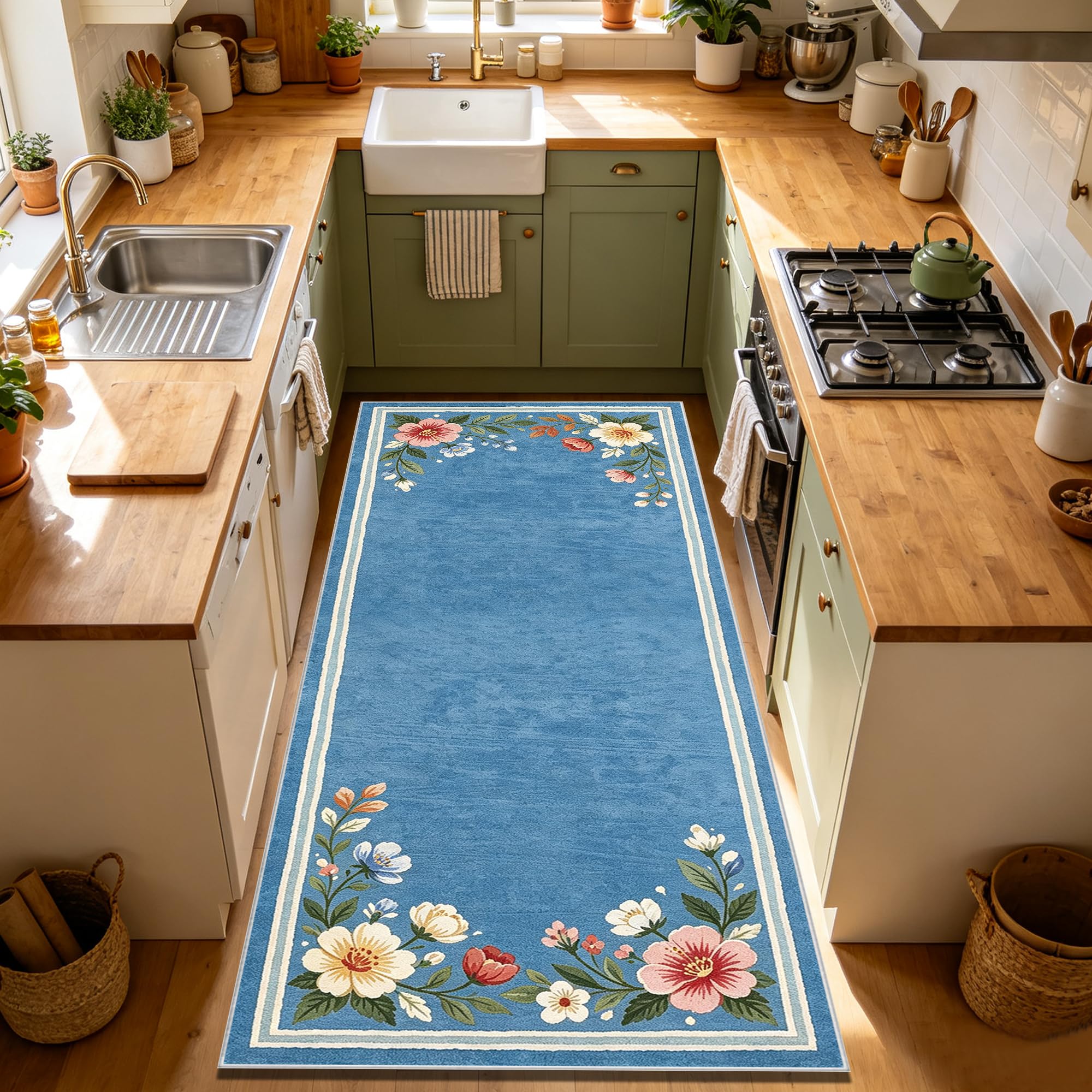 Alfombra de pasillo lavable y antideslizante de 60x280 cm para cocina y entrada