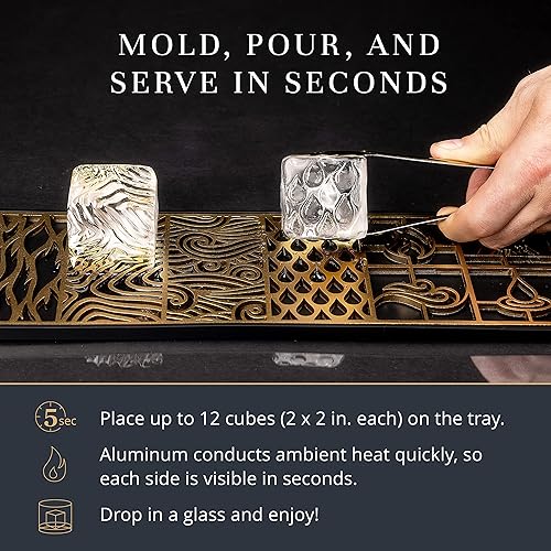Vista 20 de Bandeja de diseño transparente para hacer cubitos de hielo – Moldes de hielo modernos para bourbon y cócteles en 5 segundos – Sello de cubo de molde