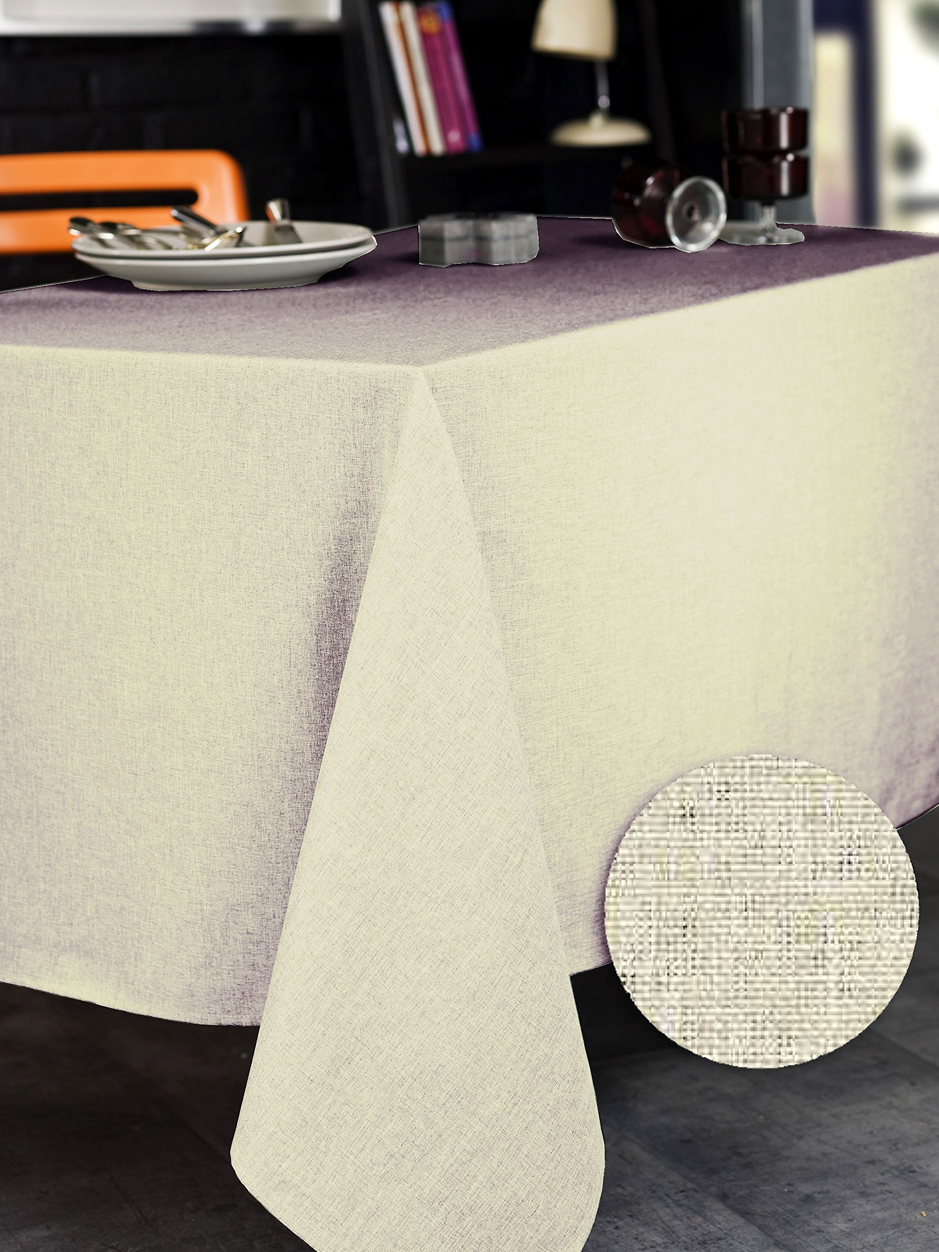 CALITEX 3372360502904 Rectangular Polyester Tablecloth, polyester, off-white, 250x150 cm