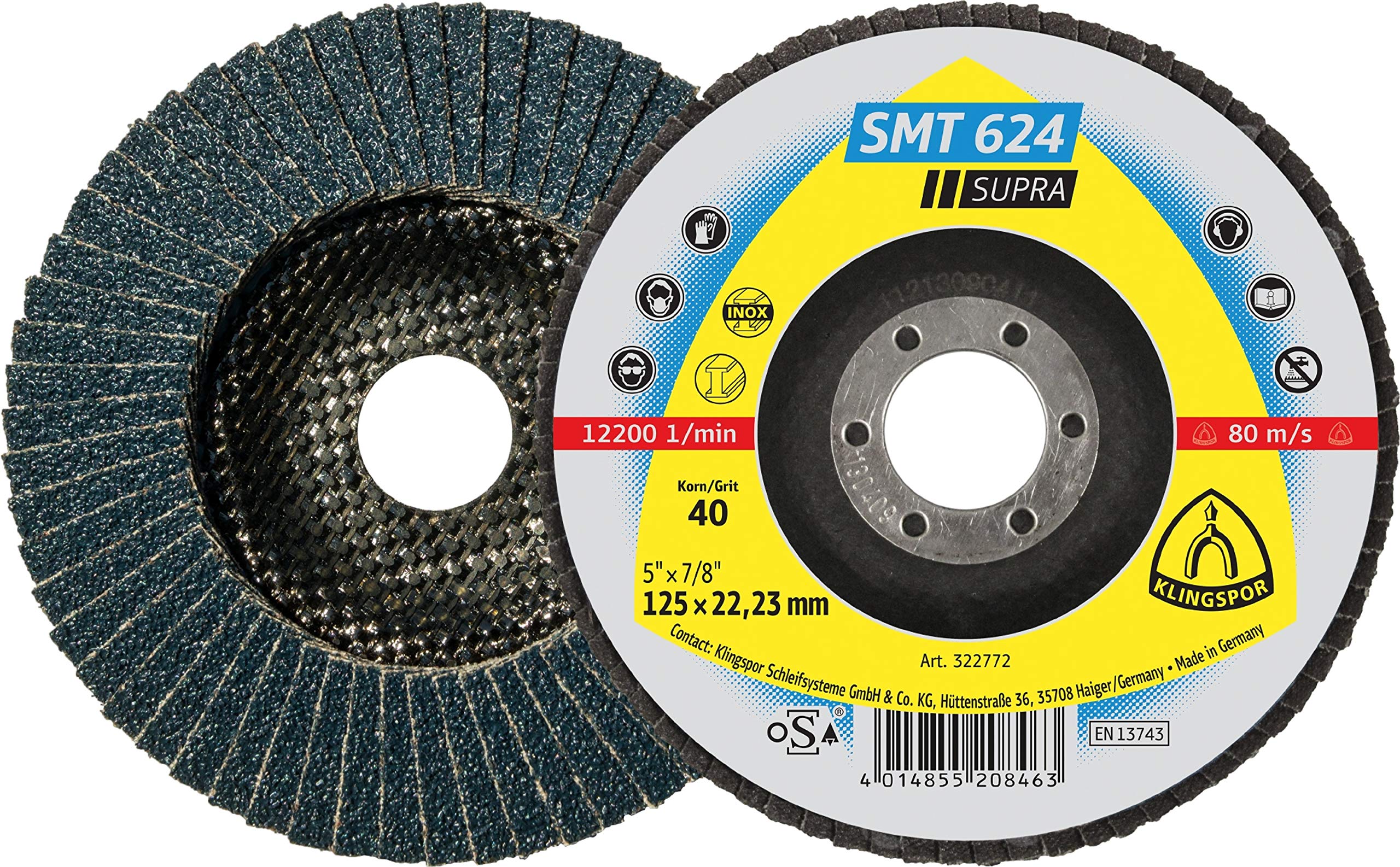 Klingspor 322776 SMT 624 Discos de Láminas Abrasivos, Grano 120, 125 x 22.23 mm
