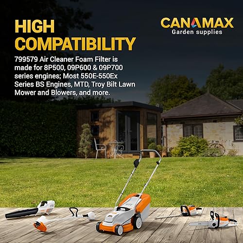 Miniatura 6 de Canamax 799579 Filtro de espuma para filtro de aire  Sustituye a BS 4248 5434 799579  Compatible con cortacésped de motor 09P602 09P702 550e-550ex