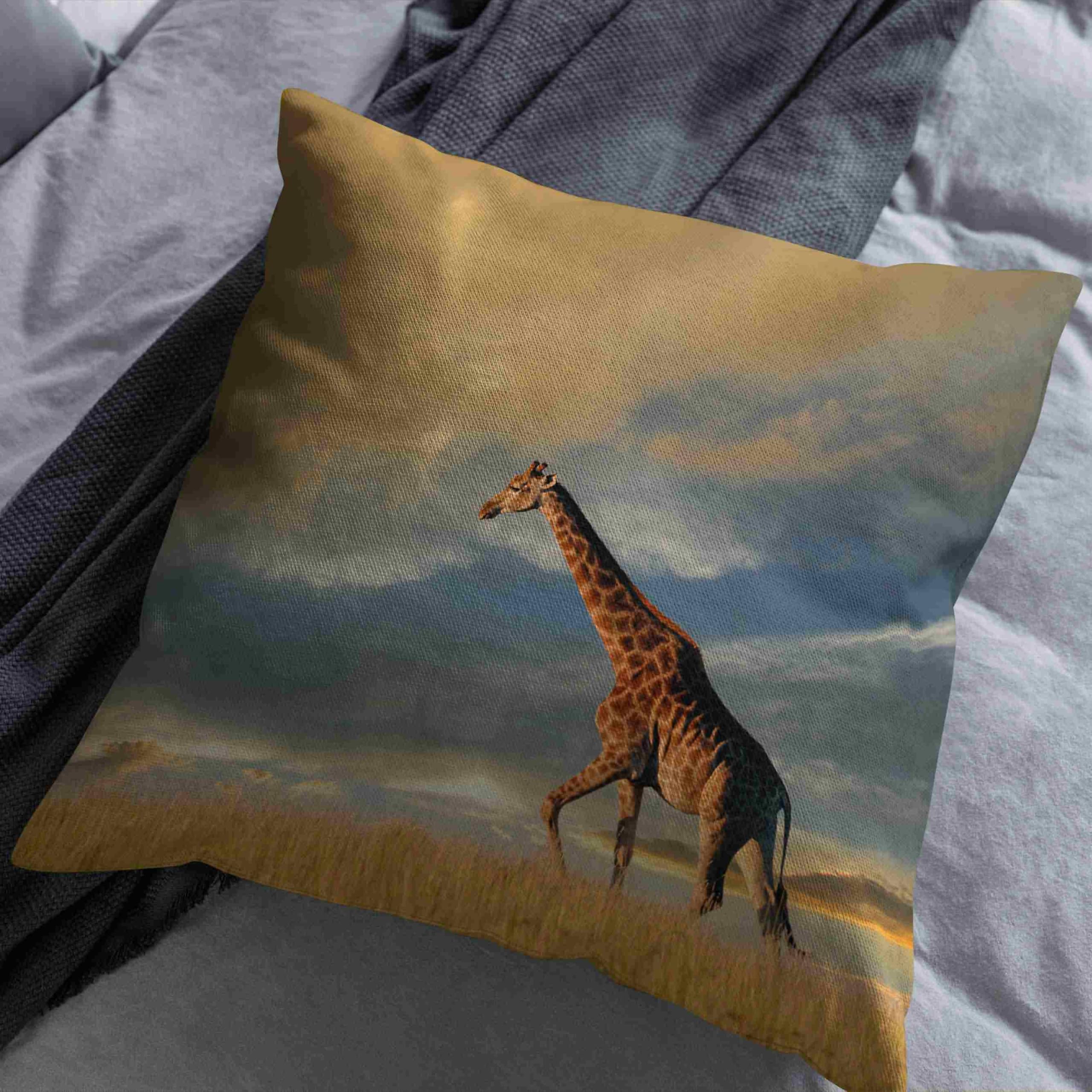 Lino Federe Cuscini Letto Matrimoniale Cotone Federe Cuscino Letto Cotone Fantasia 50x50cm, Giraffa Copricuscini Camper Federa Cuscino Queen Divano da Salotto 4Pcs