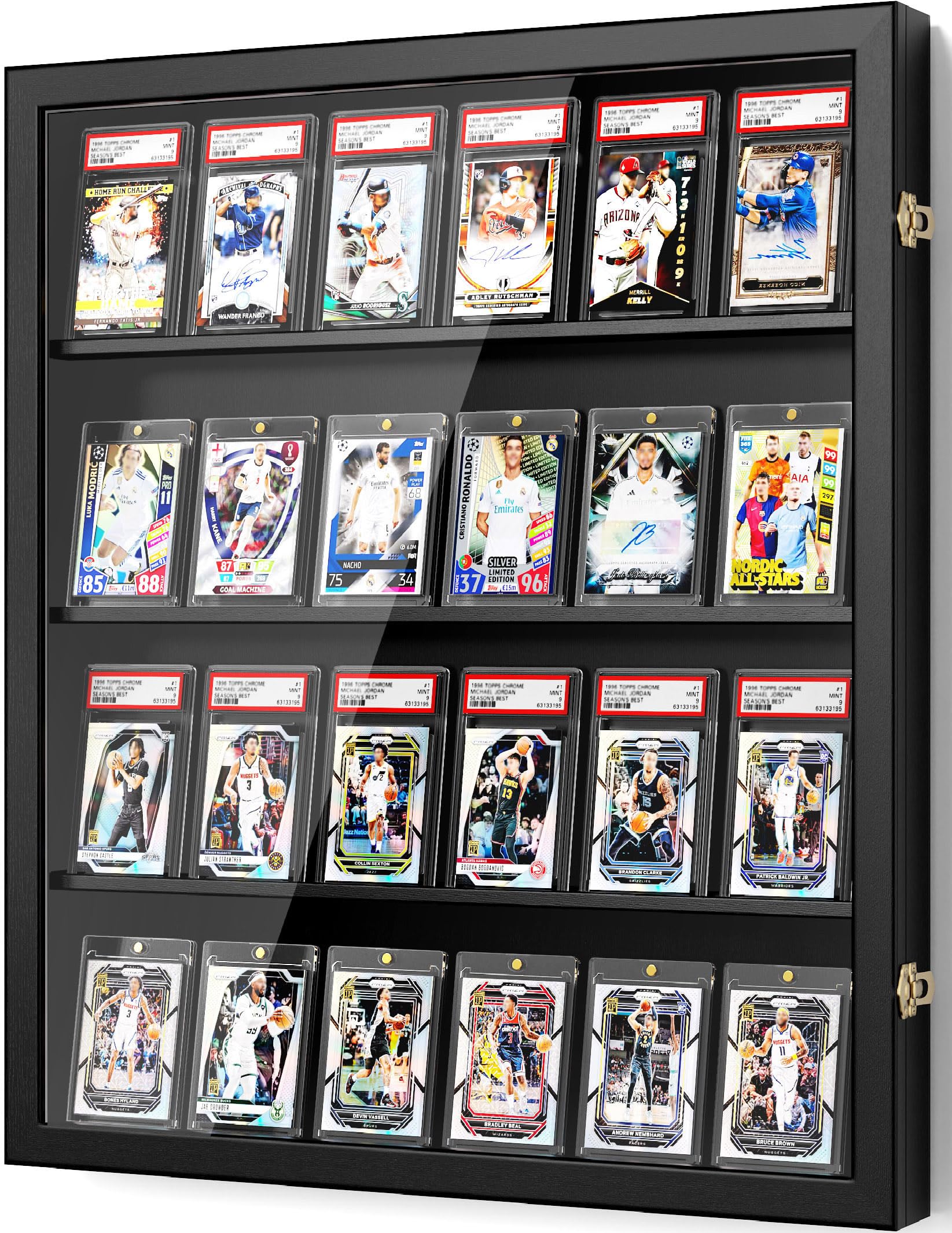 1 Pezzo Espositore a Parete di Carte, Legno Piani Espositore di Carte da Collezione, Trasparente HD Cornice di Visualizzazione della Carta per Carte da Baseball Sport Classificate Collezione