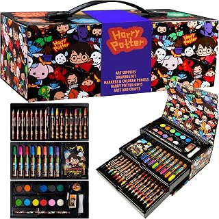 Harry Potter Colored Pencils 130pcs Art Supplies Drawing Kit School Supplies Painting Girls Drawing Pencils Art Kit Travel Case with Crayons Arts and Crafts for Kids 4-12 (Multi)