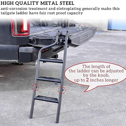 Miniatura 5 de Escalera universal plegable y giratoria de 360 para puerta trasera para camioneta, uso rápido, resistente escalera plegable de 42 pulgadas para