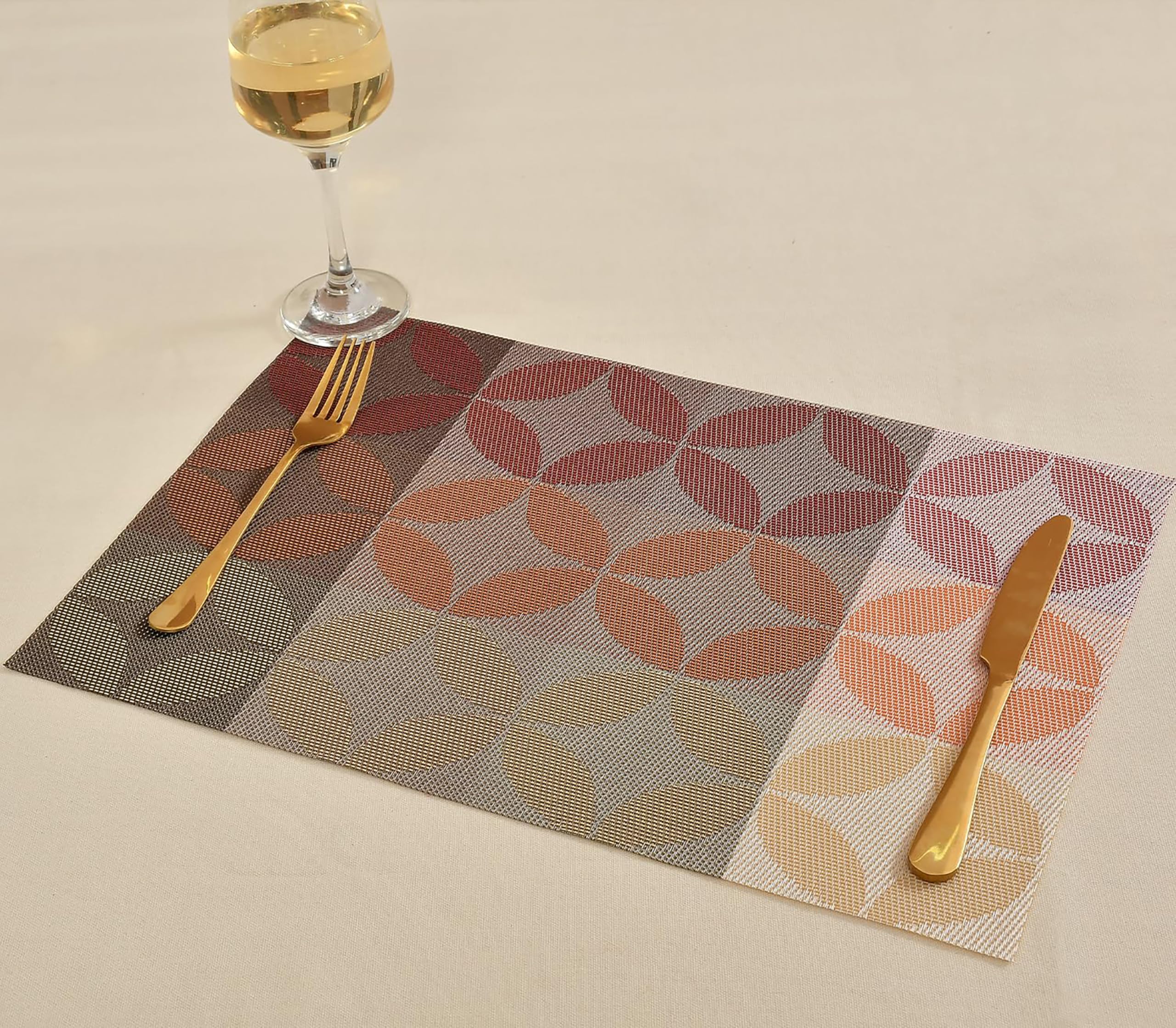Yellow Weaves Placemats & Runner Set - Beige Brown -15