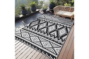 OLANLY Plastic Outdoor Rug 4x6 Feet, Waterproof Reversible Patio Boho Indoor/Outdoor Carpet,...