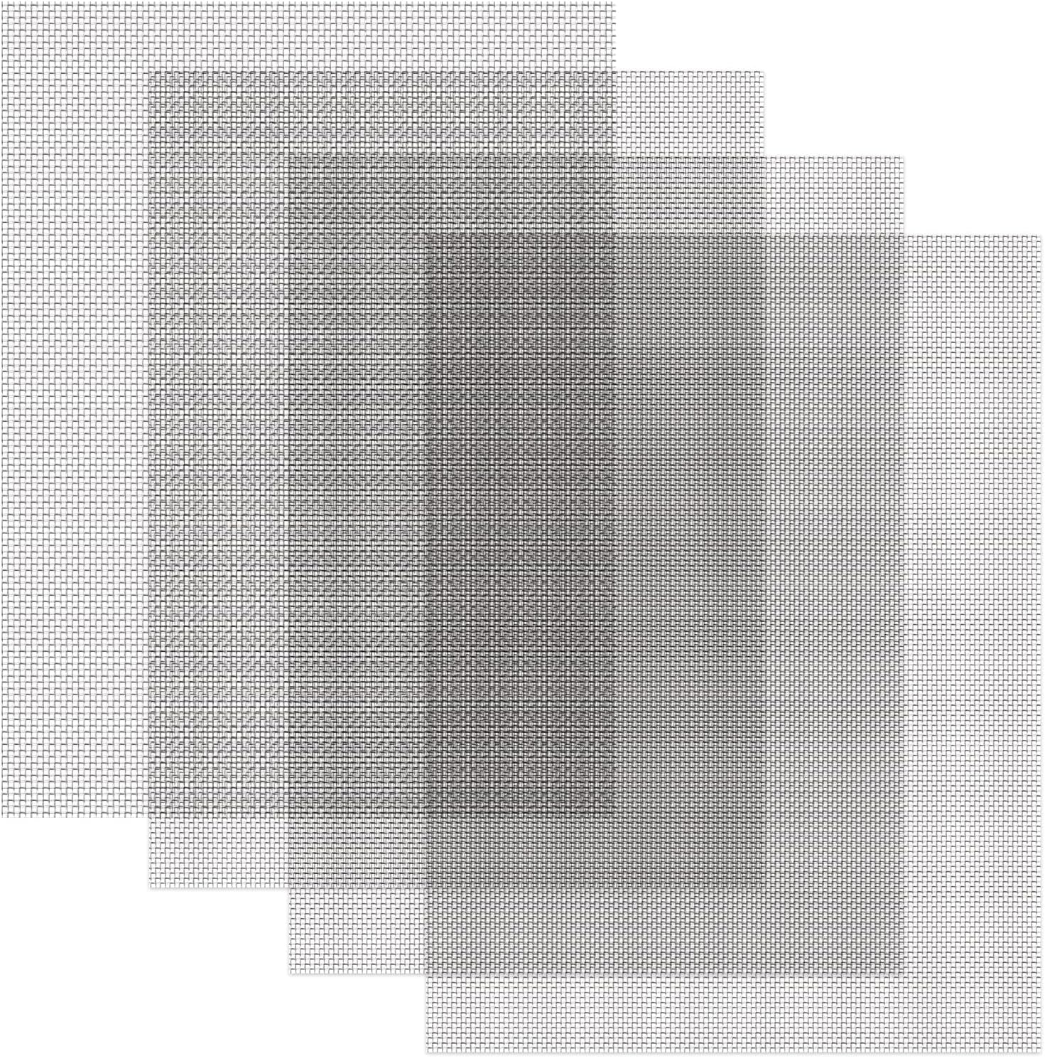 4 Pack 12x16 Inch Wire Mesh, 20 Mesh Stainless Steel Mesh, Never Rust Sturdy Metal Mesh Screen for DIY Projects, Vent, Cage, Garden, Window Screen, Filter Mesh