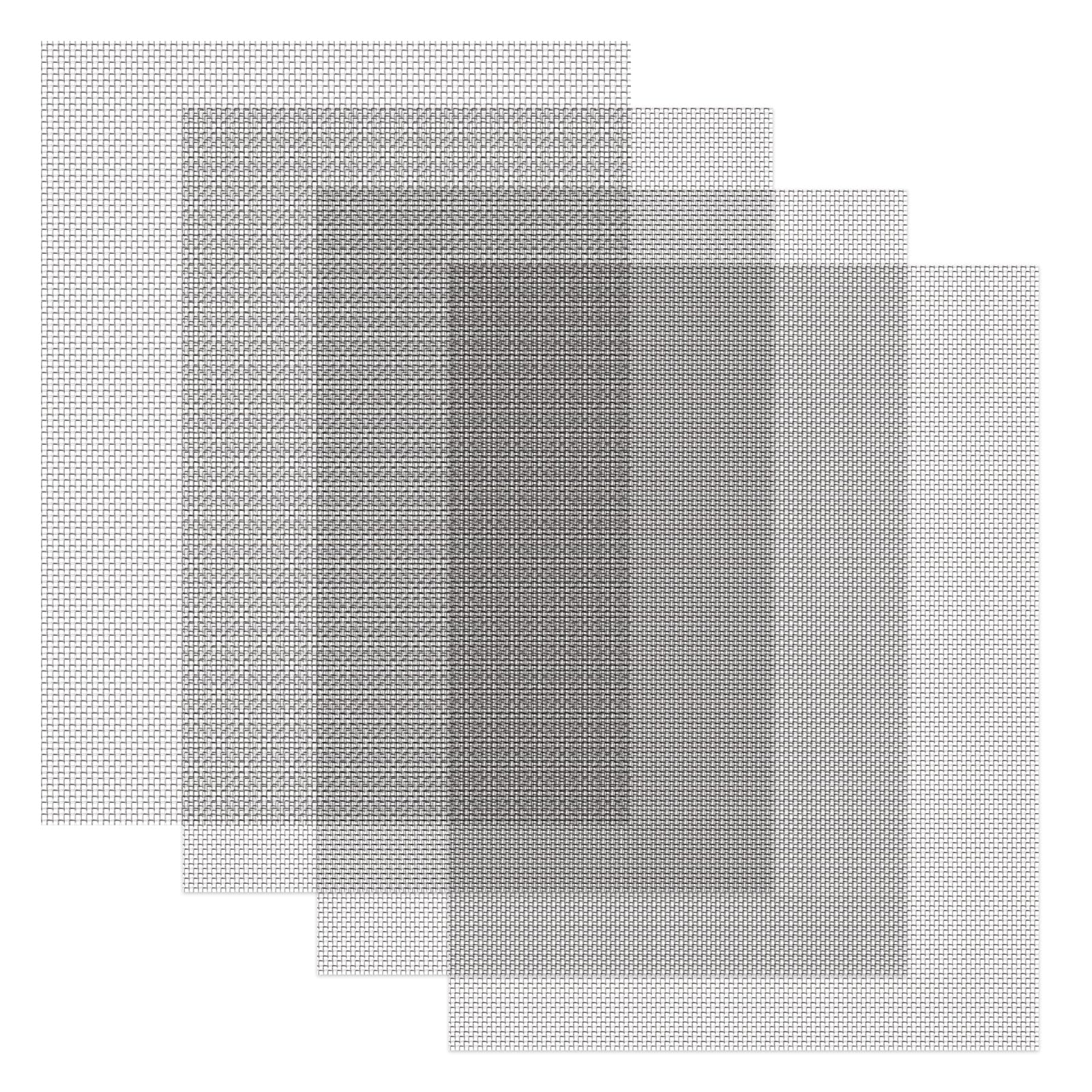 4 Pack 12x16 Inch Wire Mesh, 20 Mesh Stainless Steel Mesh, Never Rust Sturdy Metal Mesh Screen for DIY Projects, Vent, Cage, Garden, Window Screen, Filter Mesh