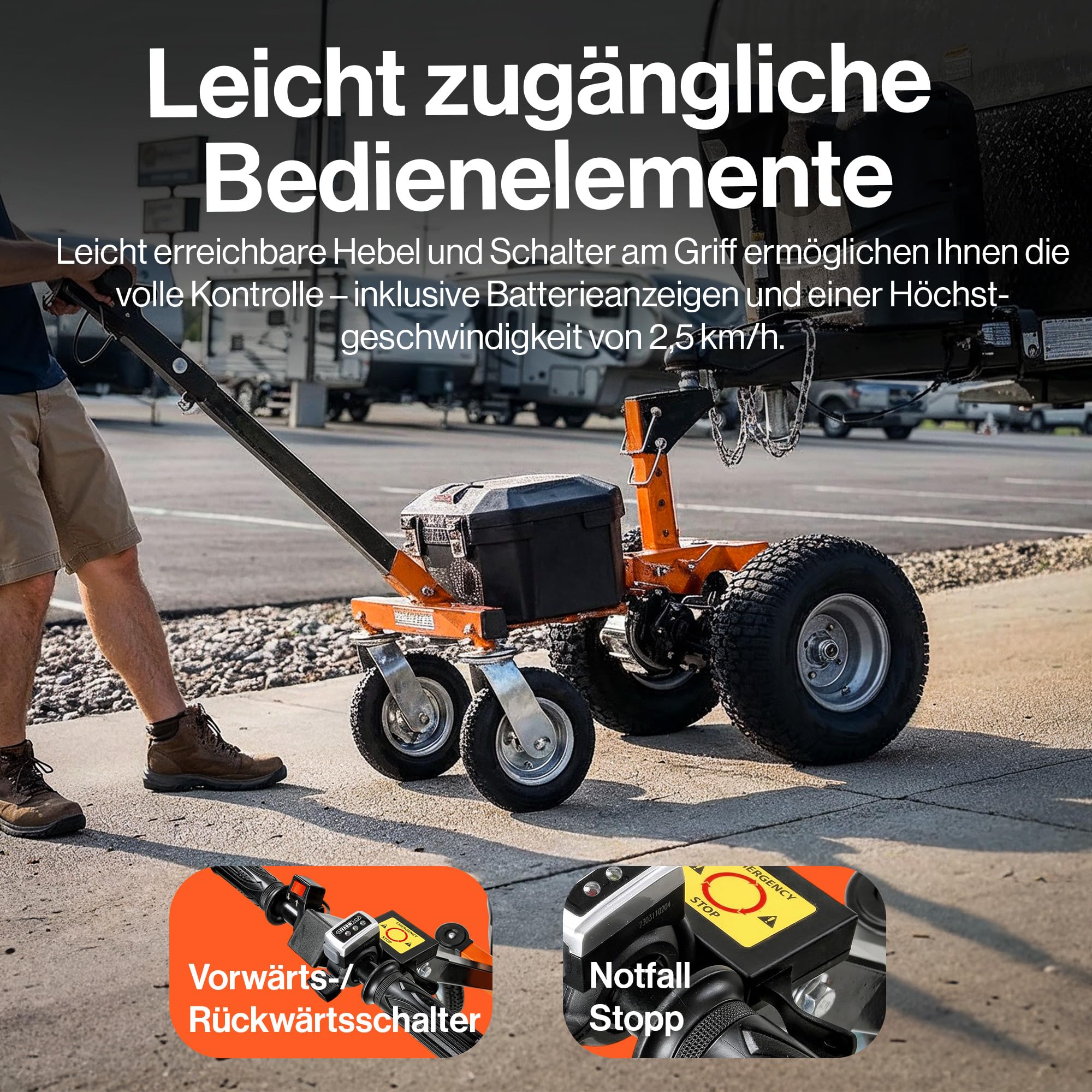 SuperHandy Elektrischer Anhänger Dolly 3600LB 1630KG 24V 800W 7Ah 50MM Kugelanhänger