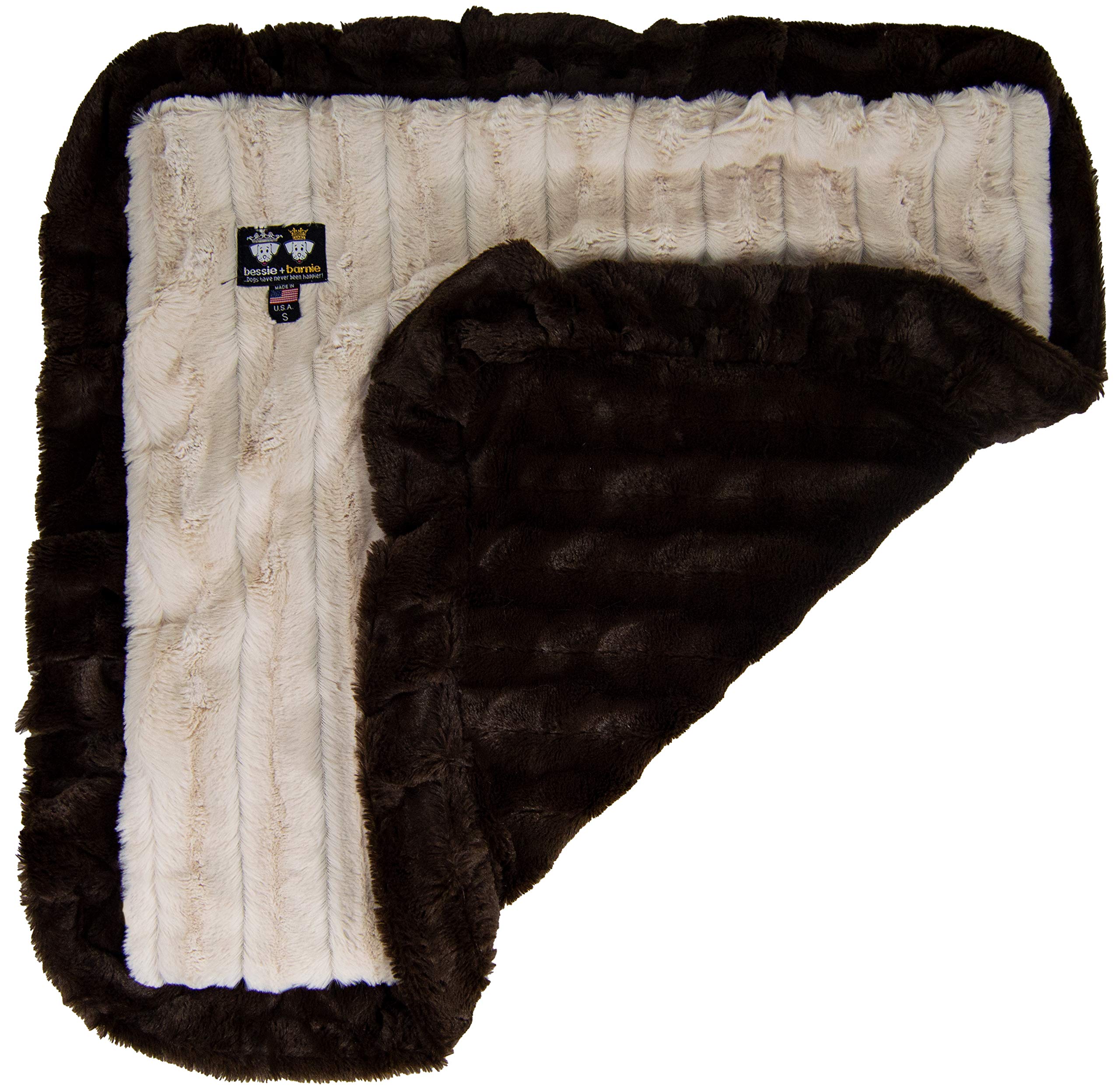Bessie and Barnie Natural Beauty/Godiva Brown Luxury Ultra Plush Faux Fur Pet, Dog, Cat, Puppy Super Soft Reversible Blanket (Multiple Sizes)