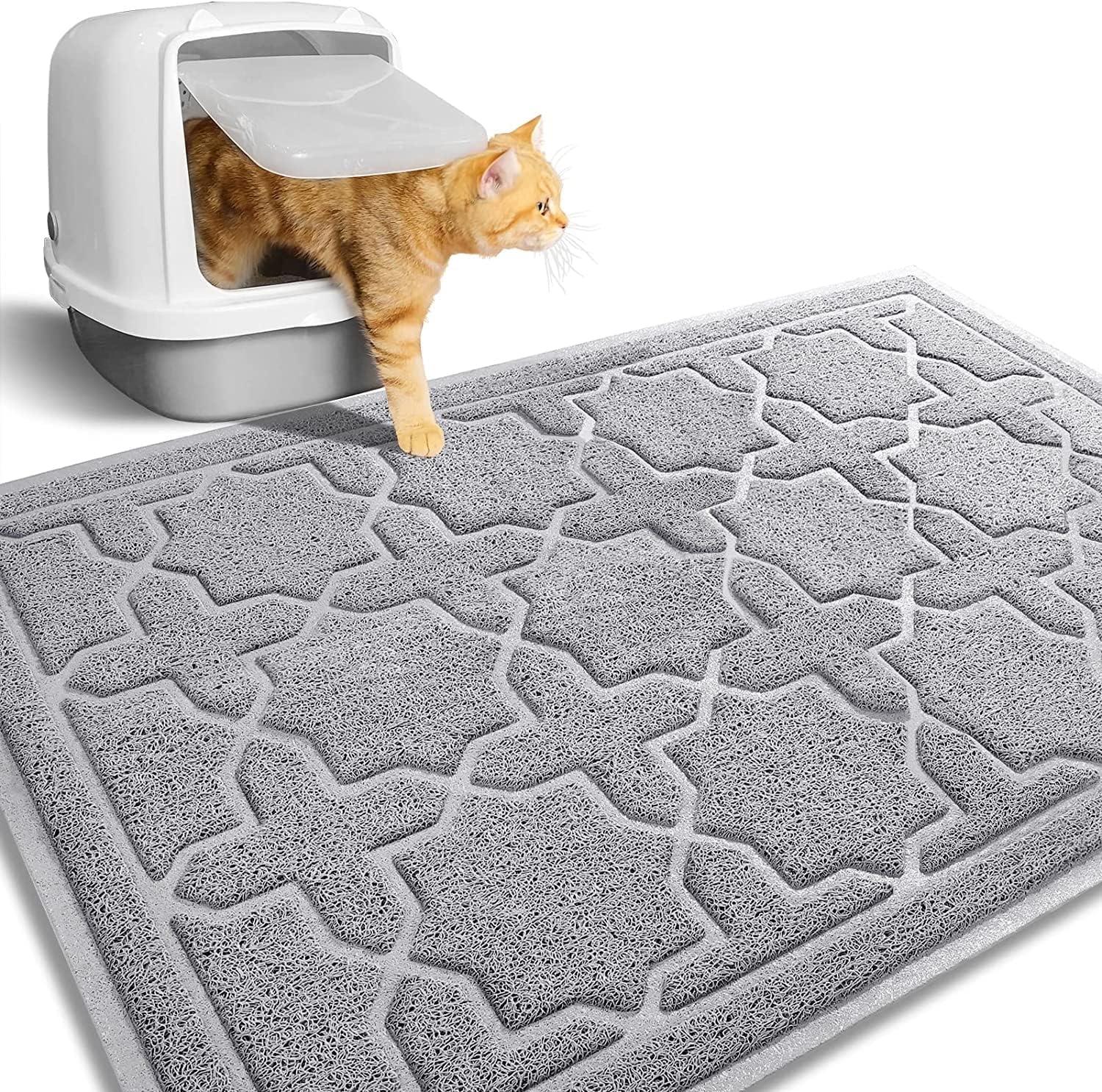 Tappetino Lettiera Gatto In Silicone – 127x91 Cm, Impermeabile, Antiscivolo, Bordi Rialzati, Beige, Multiuso Per Cucina E Ciotole
