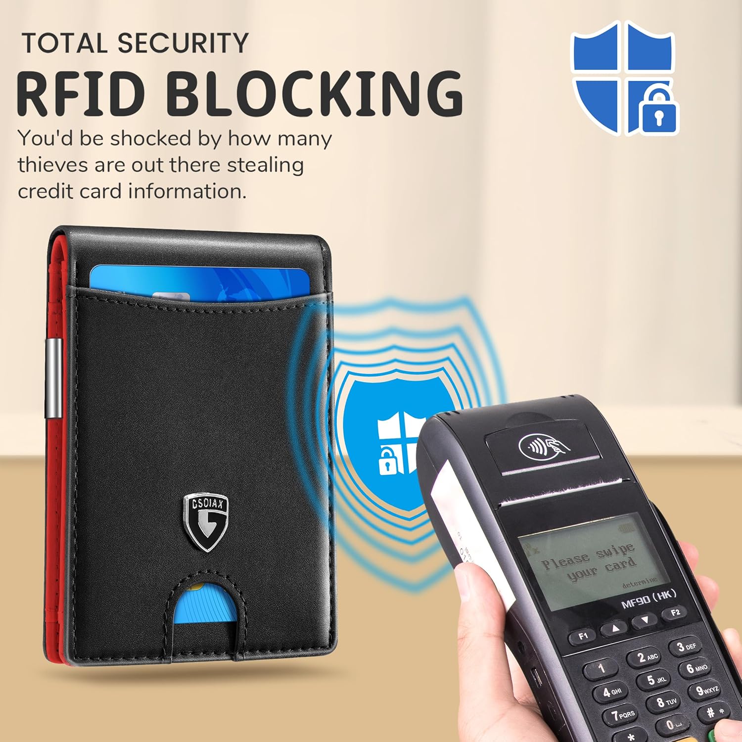 GSOIAX Slim Wallet for Men with Money Clip, Minimalist Leather RFID Blocking Bifold Small Thin Front Pocket Carbon Fiber Men's Wallet,11 Credit Card Slots Holder with Gift Box (Red) - Image 5