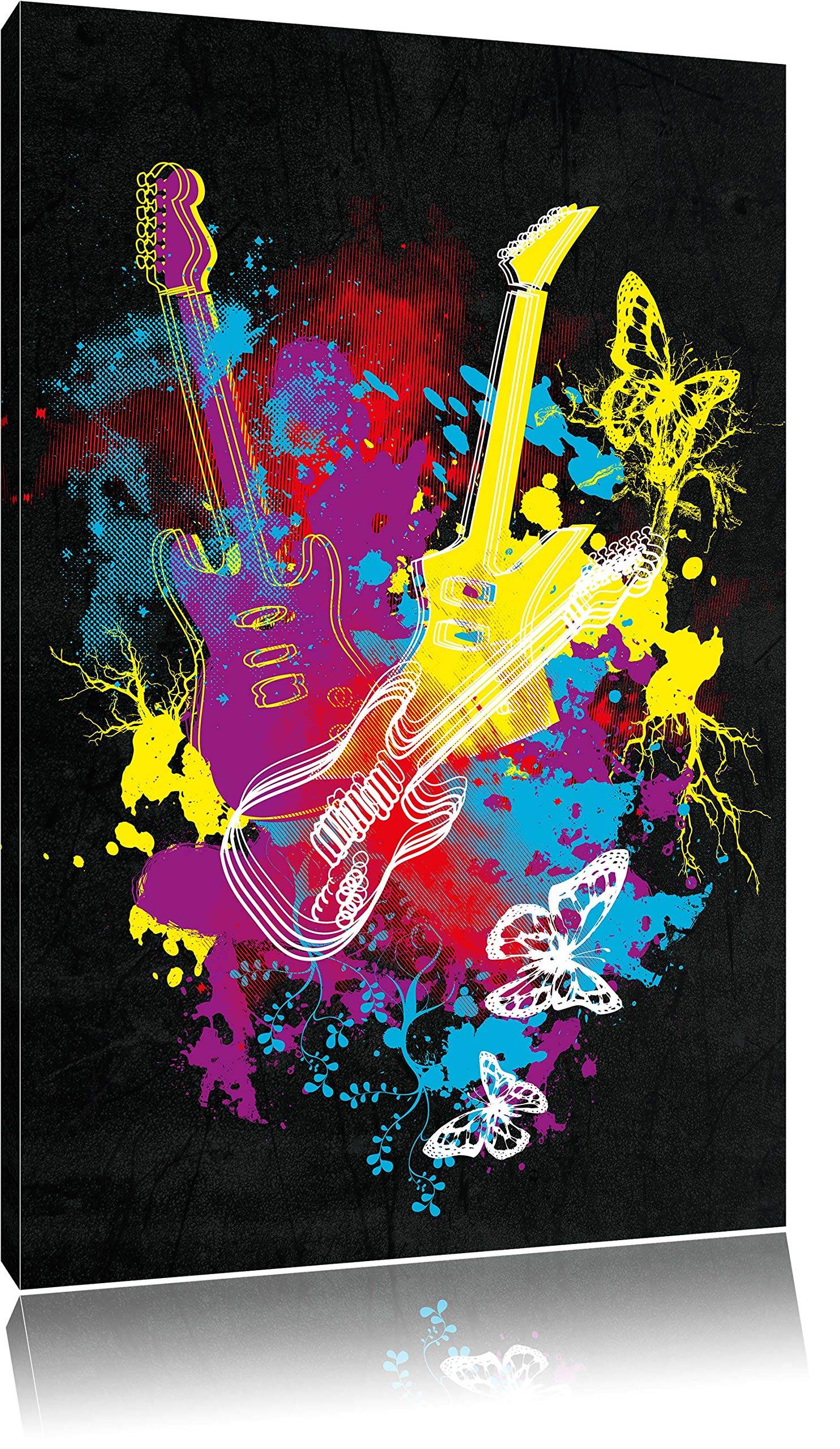Pixxprint Leinwandbild 'Dark E-Gitarre' 60x40 Cm – Fertig Auf Keilrahmen Gespannt, Wandbild Für Wohnzimmer, Büro & Mehr