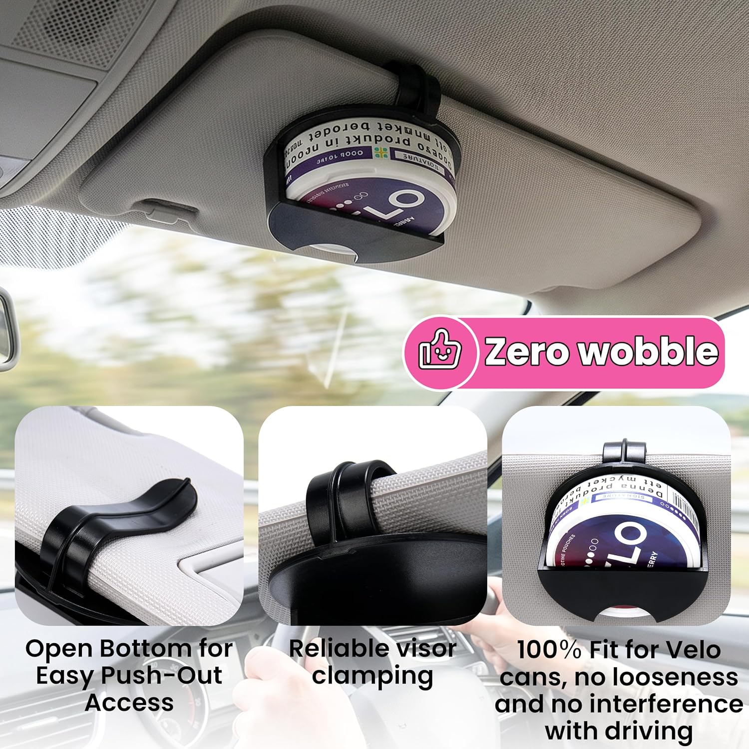 LUVCOSY Car Visor Clip Compatible with Standard Velo Can, Visor Clip for Velo Pouch, Dip Can Holder, Within Reach Pouch Organizer for Belt/Car, Gift for Velo Lover, 2 Packs