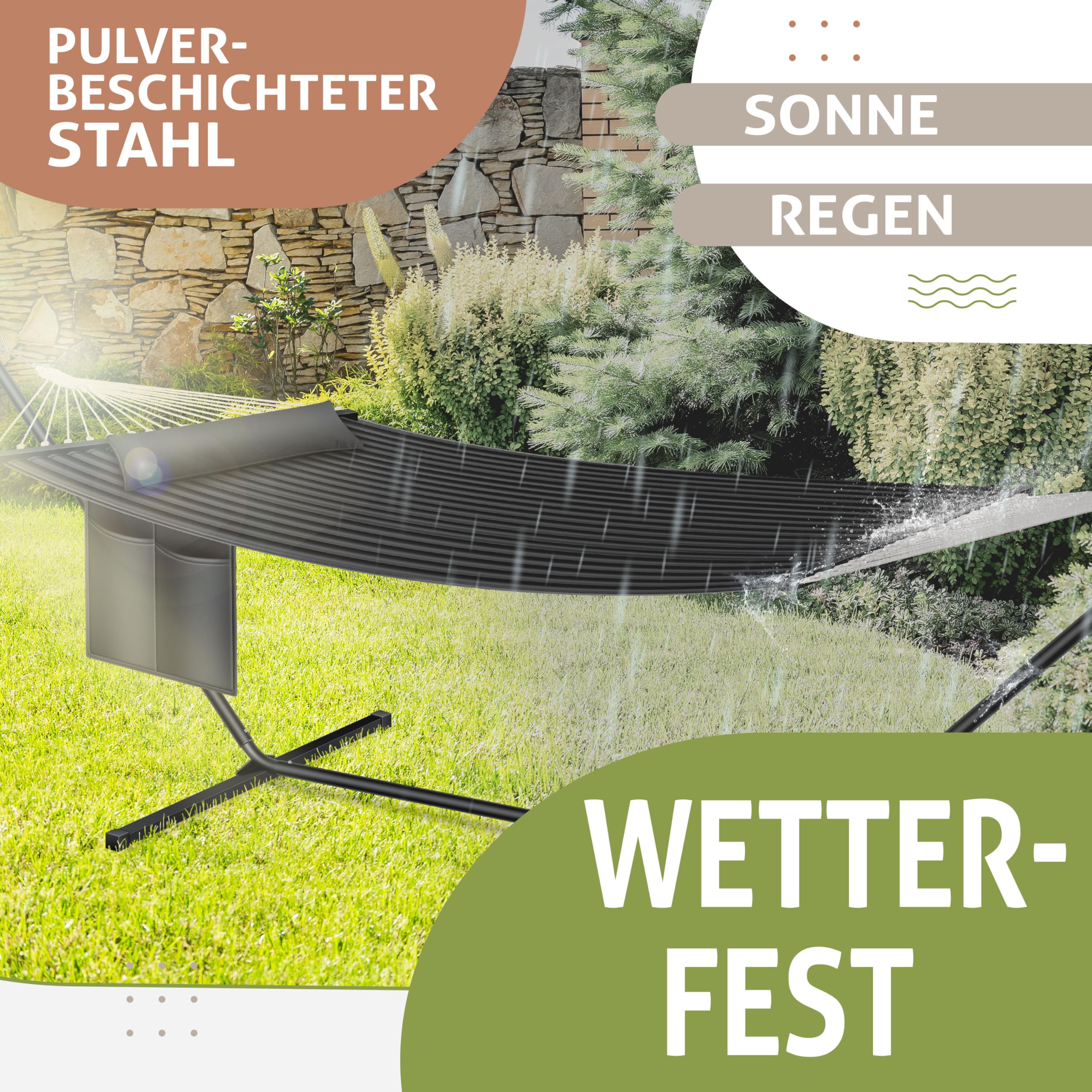 KESSER® Hängematte Hill mit Gestell Kissen Doppelhängematte für 2 Personen-Stabiler Rahmen 200kg Belastbarkeit Indoor & Outdoor XXL Hängesessel Doppel Mehrpersonen Garten Balkon Terrasse, Anthrazit