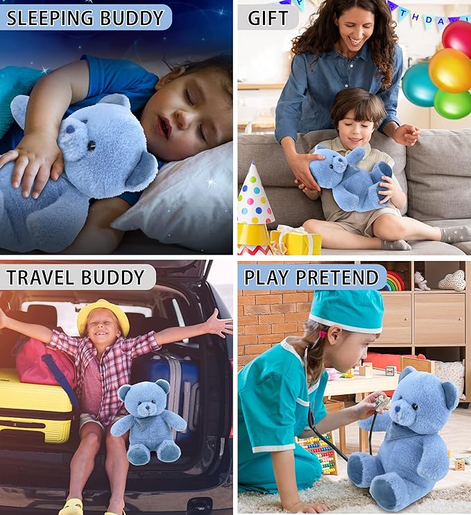 DolliBu Oso de Peluche Suave - Juguete de Peluche Azul Bebé, 20 cm miniatura 4