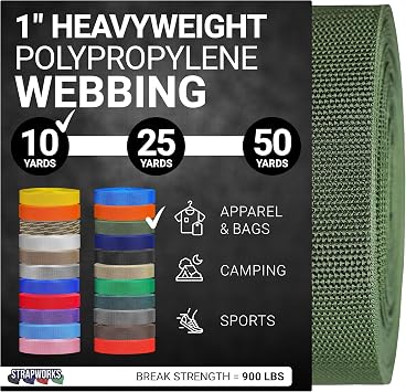 Strapworks Heavyweight Polypropylene Webbing - Heavy Duty Poly Strapping for Outdoor DIY Gear Repair