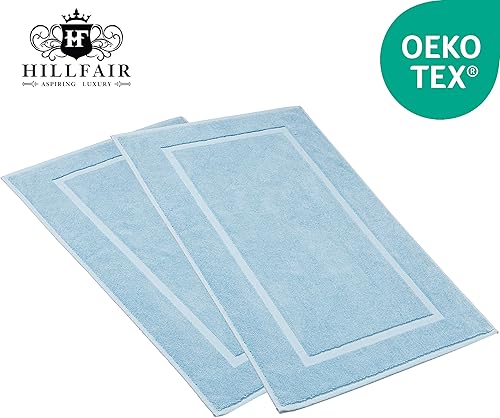 Vista 144 de HILLFAIR Juego de 12 toallas de algodón de 21.16 oz/m², 2 toallas de baño, 4 toallas de mano, 6 toallas de baño, toallas absorbentes de algodón Azul