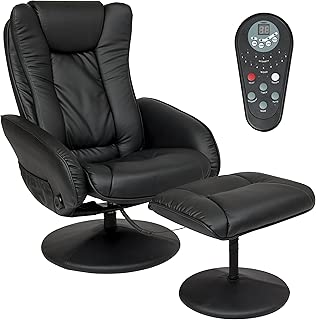 Best Choice Products Faux Leather Electric Massage Recliner Couch Chair with Stool Footrest Ottoman, Remote Control, 5 Heat & Massage Modes, Side Pockets, Black - coolthings.us