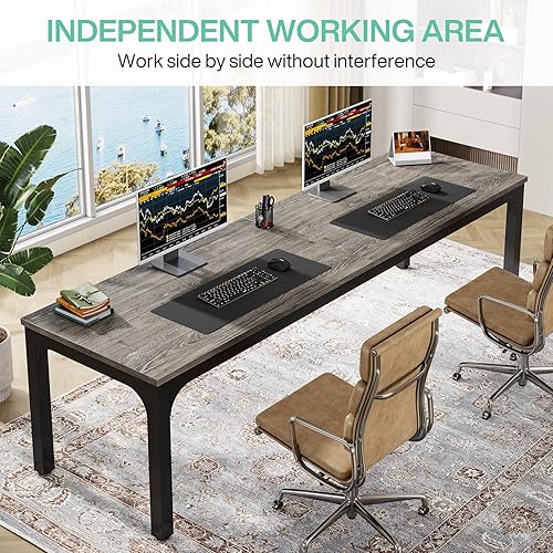 Miniatura 6 de Tribesigns Escritorio de computadora extra largo de 78.7 pulgadas, escritorio para 2 personas, escritorio doble largo, estación de trabajo para