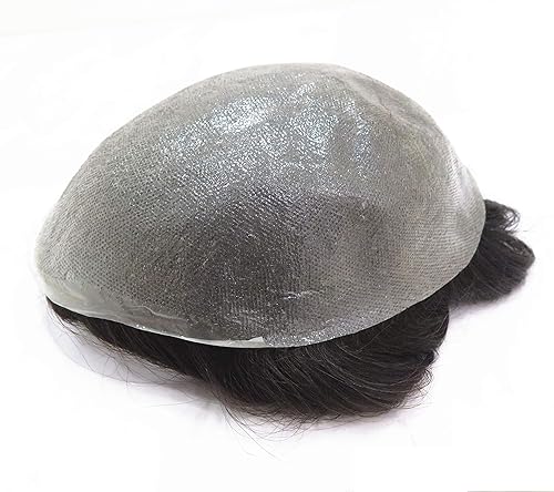 Miniatura 9 de Super Natural Mens Hair Piece 100 Human Hair Undetectable Mens Toupee Hair Systems Ultra Thin Skin V Looped Hair 1B10