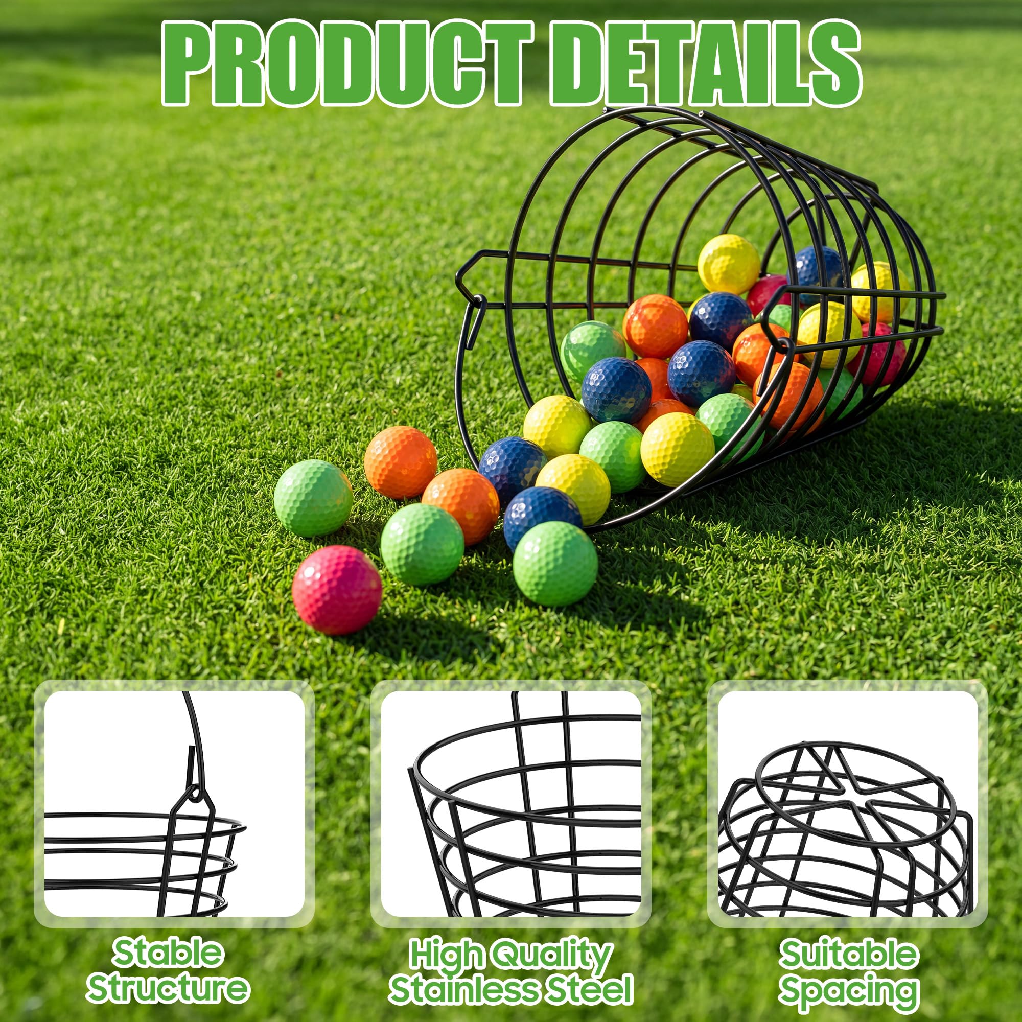 10L0L Golfballkorb aus Metall mit Griff, Golfball-Eimer