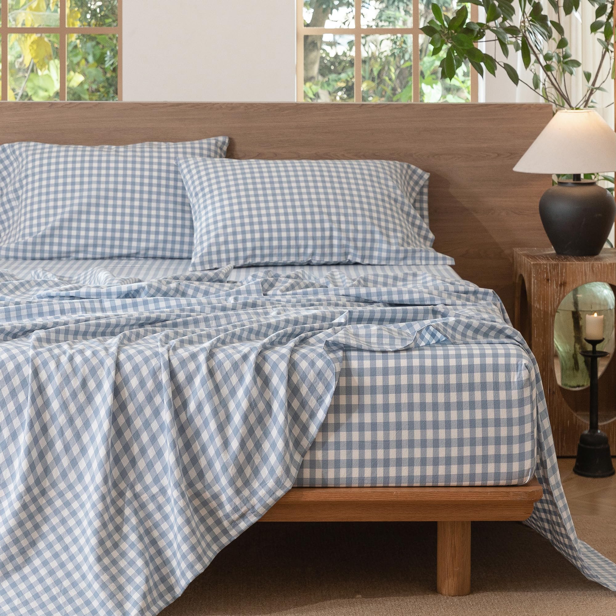 Hormee® Sheets Grant E Ones 100×200 cm Amazon.com: MooMee Gingham Sheet Set 100% Washed Cotton Linen Like