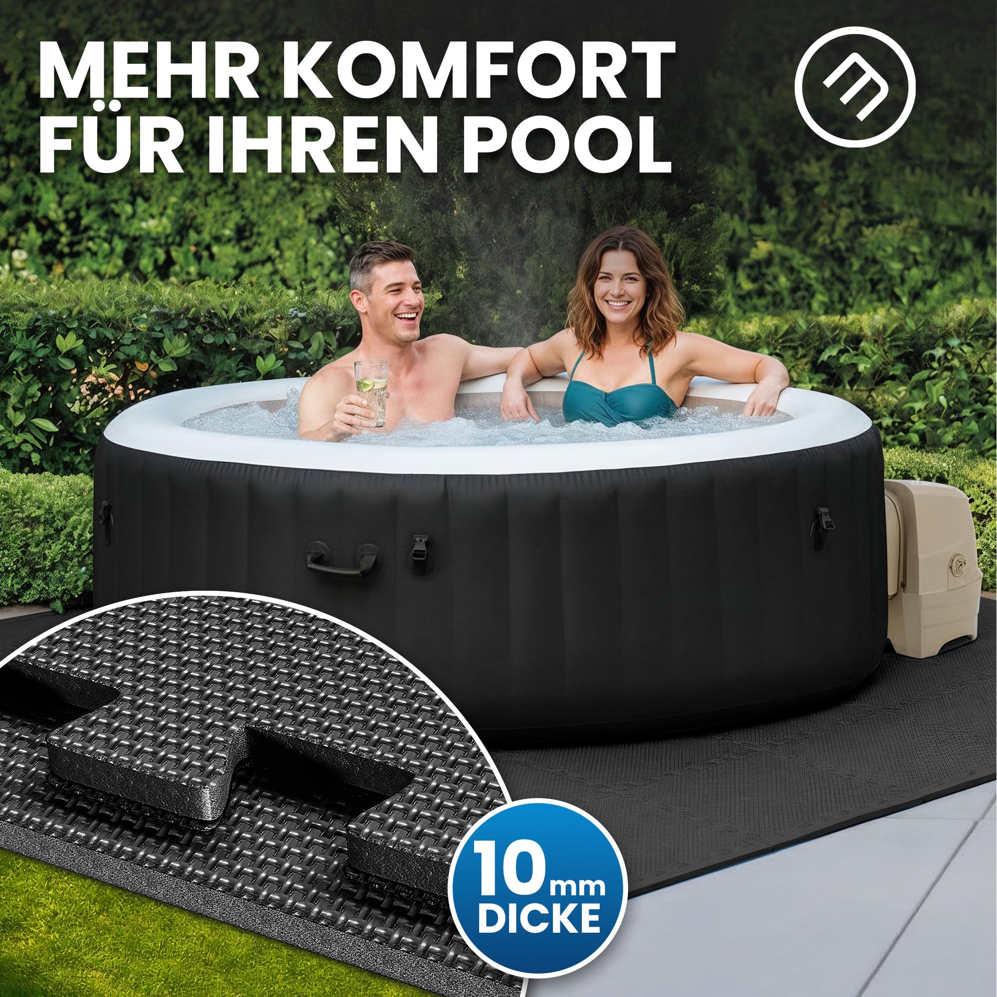 bemaxx Poolunterlage Poolmatte Unterlegmatte - 18 EVA Pool Matten Set: Bodenschutzmatte Puzzlematte Poolfliesen Poolplatte Bodenmatte Bodenfolie Schutzboden Outdoor Poolteppich Whirlpool Planschbecken
