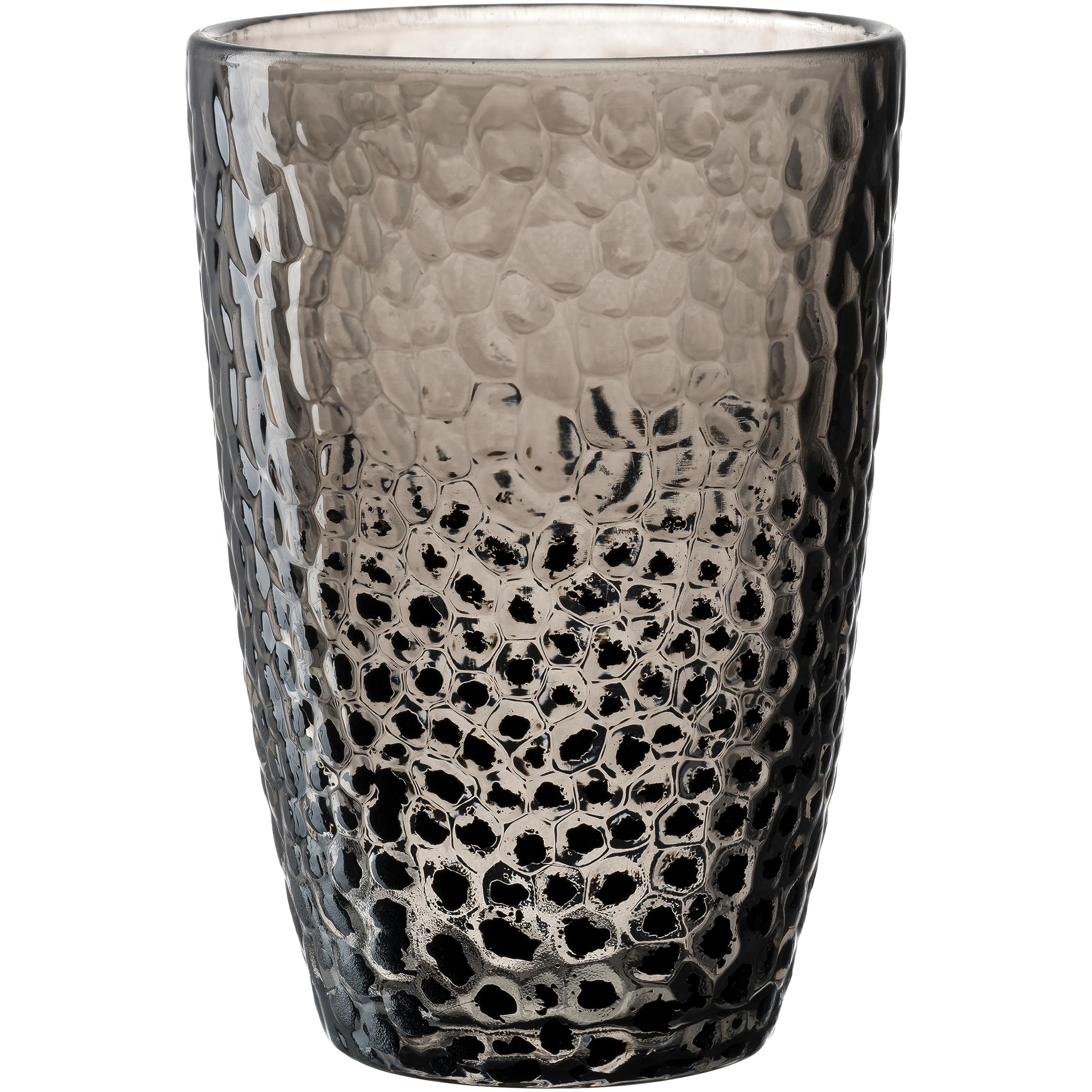 LEONARDO HOME Matera Gläser Set 4-teilig - Becher aus hochwertigem Glas in Hammerschlagoptik - Inhalt 340 ml - Handarbeit - Spülmaschinenfest, robust - 4er Set in grau, 024382