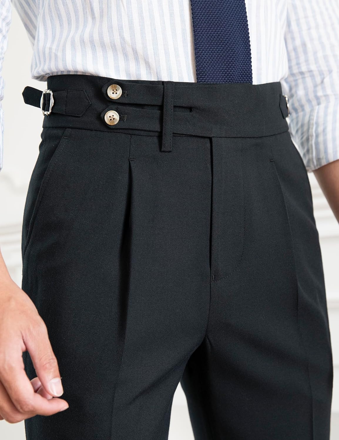 Men's Classic Gurkha Naples Italian Old Money Style No Belt Required Dress Pants - Image 4