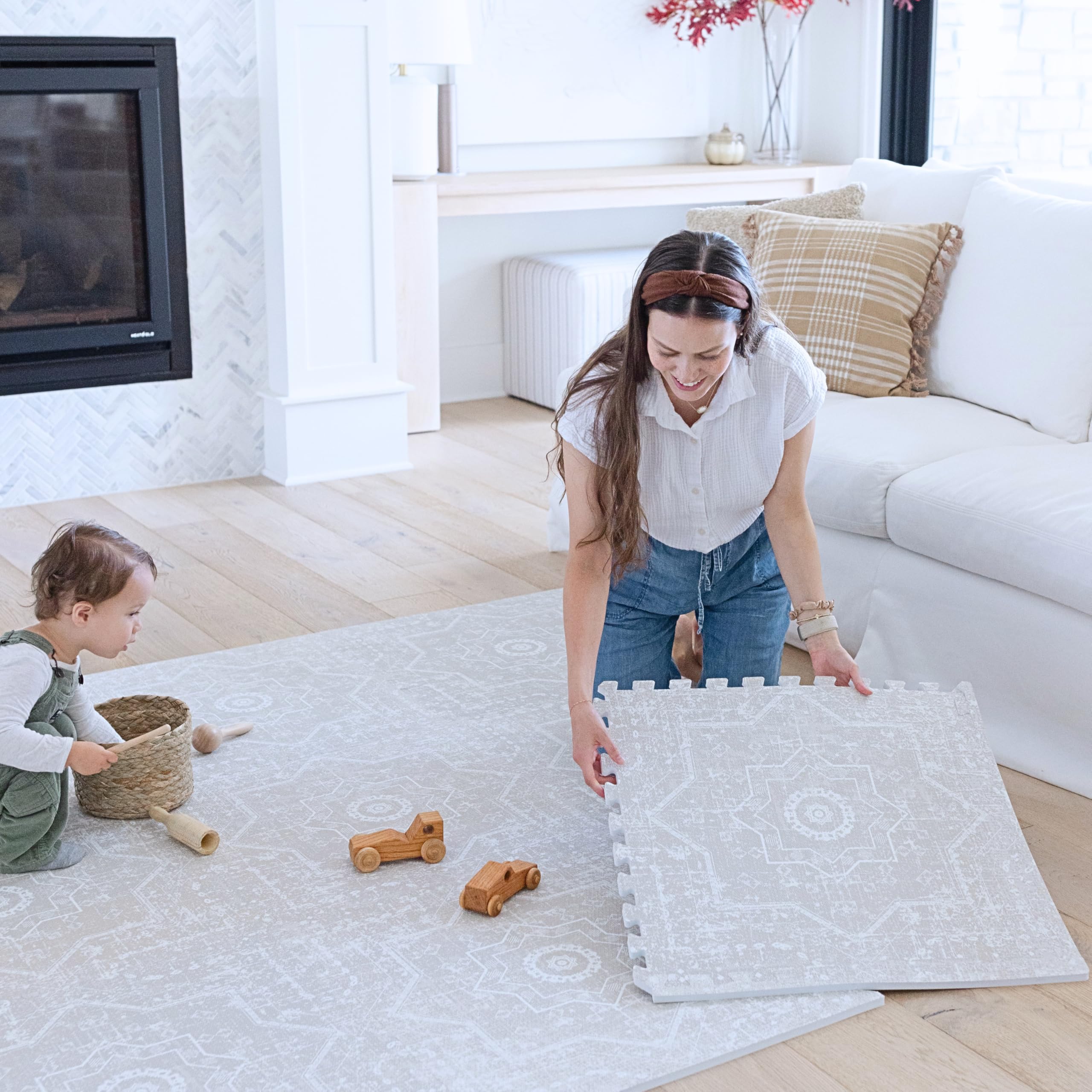 Little Landings Babyspielmatten für den Boden - Layla (1,2 x 1,8 m) - Premium EVA-Schaum Spielmatte für Babys und Kleinkinder - Perfekt für Bauchzeit, Krabbeln, Spielzimmer, stilvoll und komfortabel