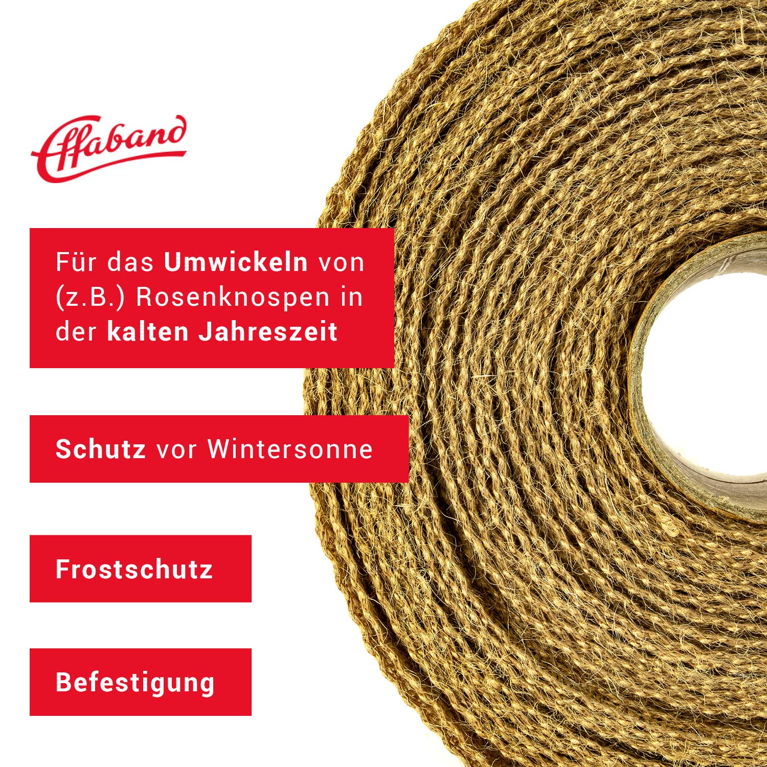 Cinta de Yute como protección de árboles/25 m de Yute de protección de Invierno para Plantas y árboles. Fabricado en Alemania/no se deshilacha. Cinta de Yute con Borde Cerrado (100 mm).