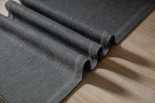 Miniatura 6 de ZeeMart Camino de mesa estilo arpillera de 60 pulgadas de largo, camino de mesa de comedor tejido rústico gris para uso diario, 14 x 60 pulgadas,