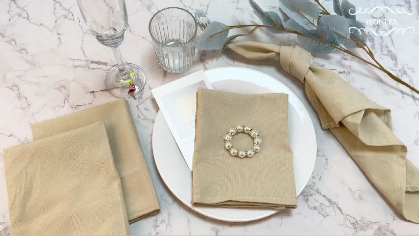 Servilletas de Tela 18x18 Pulgadas Algodón Beige x4 miniatura 7