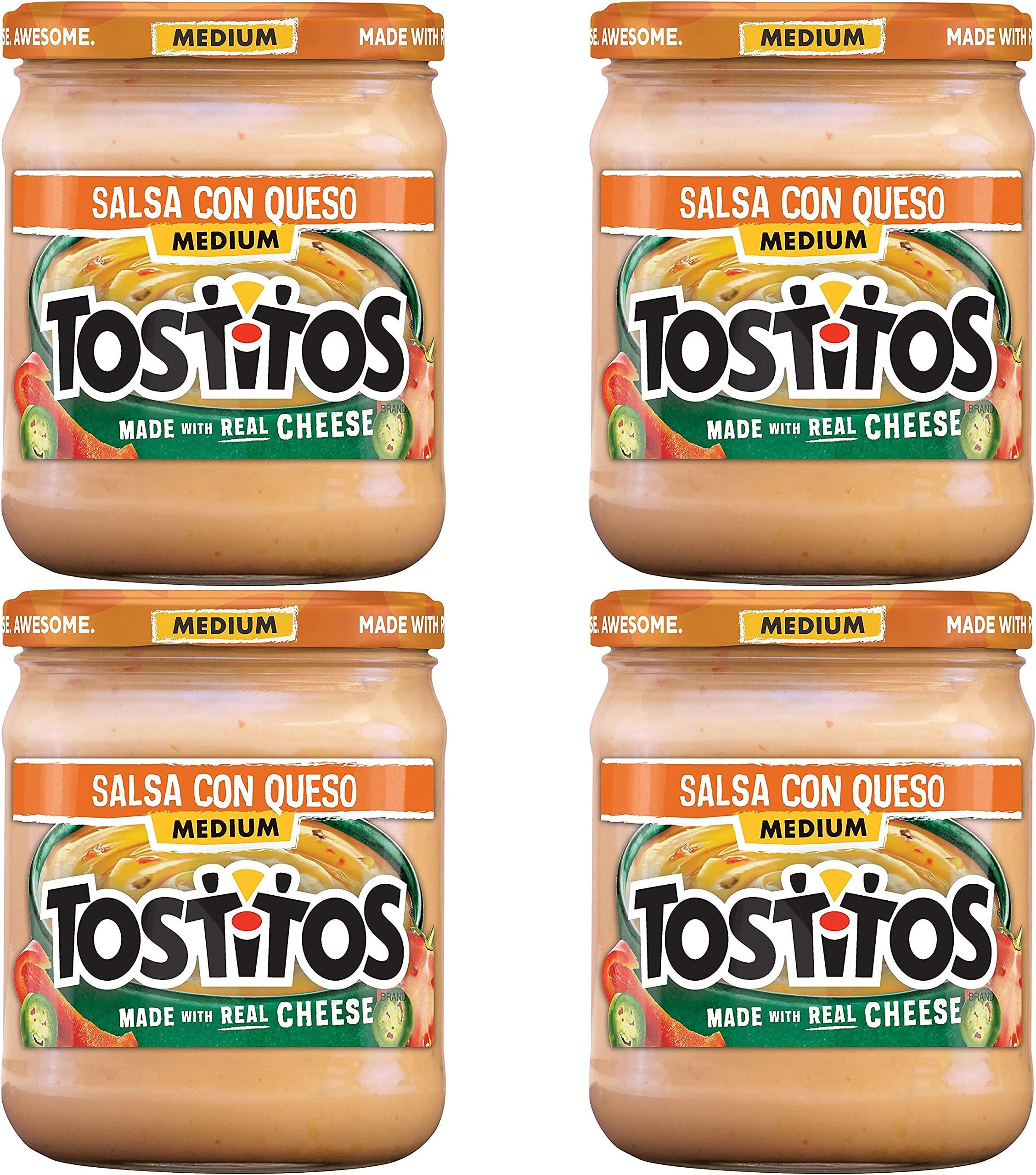 Tostitos Dips, Medium Con Queso Dip, 15 oz Pack of 4