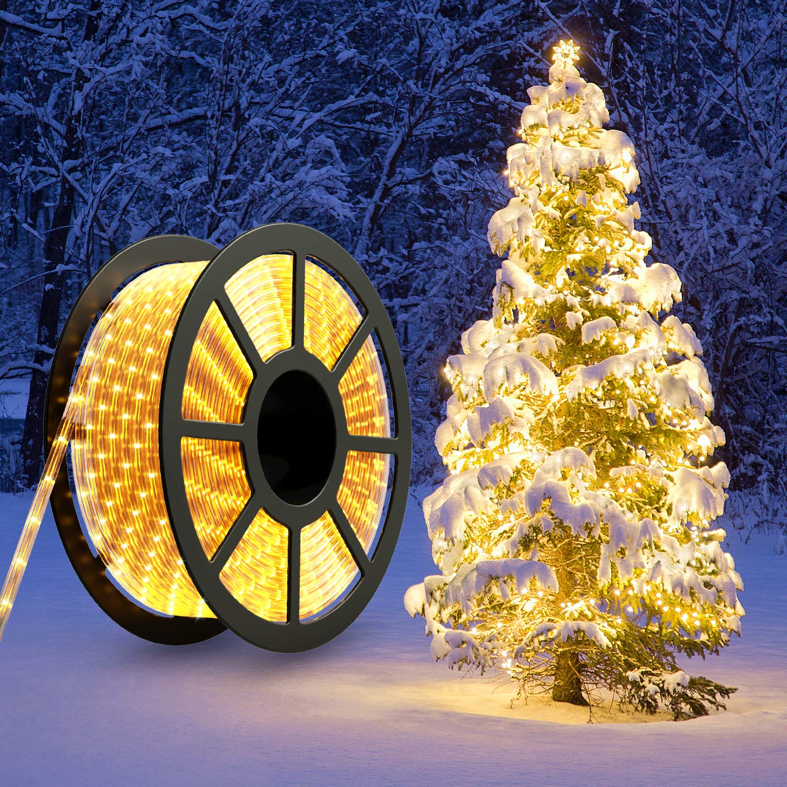 GOPLUS 30m Lichtschlauch Außen, LED Lichtschlauch Warmweiß mit 1080 LEDs, LED Streifen 15,000 Stunden, Wasserdicht, Lichterkette Lichterschlauch für Außen & Innen (30m)