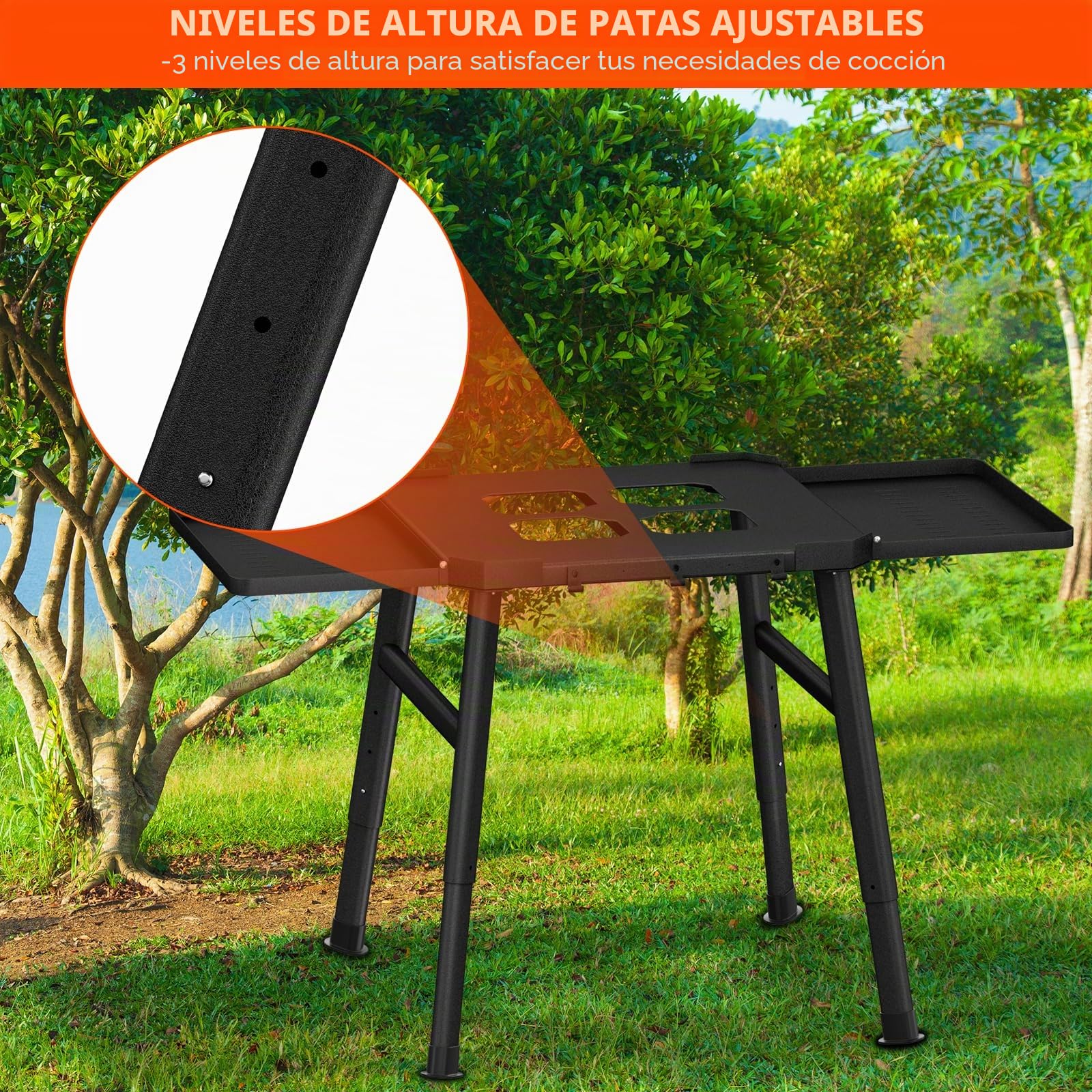 Soporte para barbacoa de horno exterior Ninja Woodfire serie, soporte móvil con mesa auxiliar, accesorio para horno de pizza